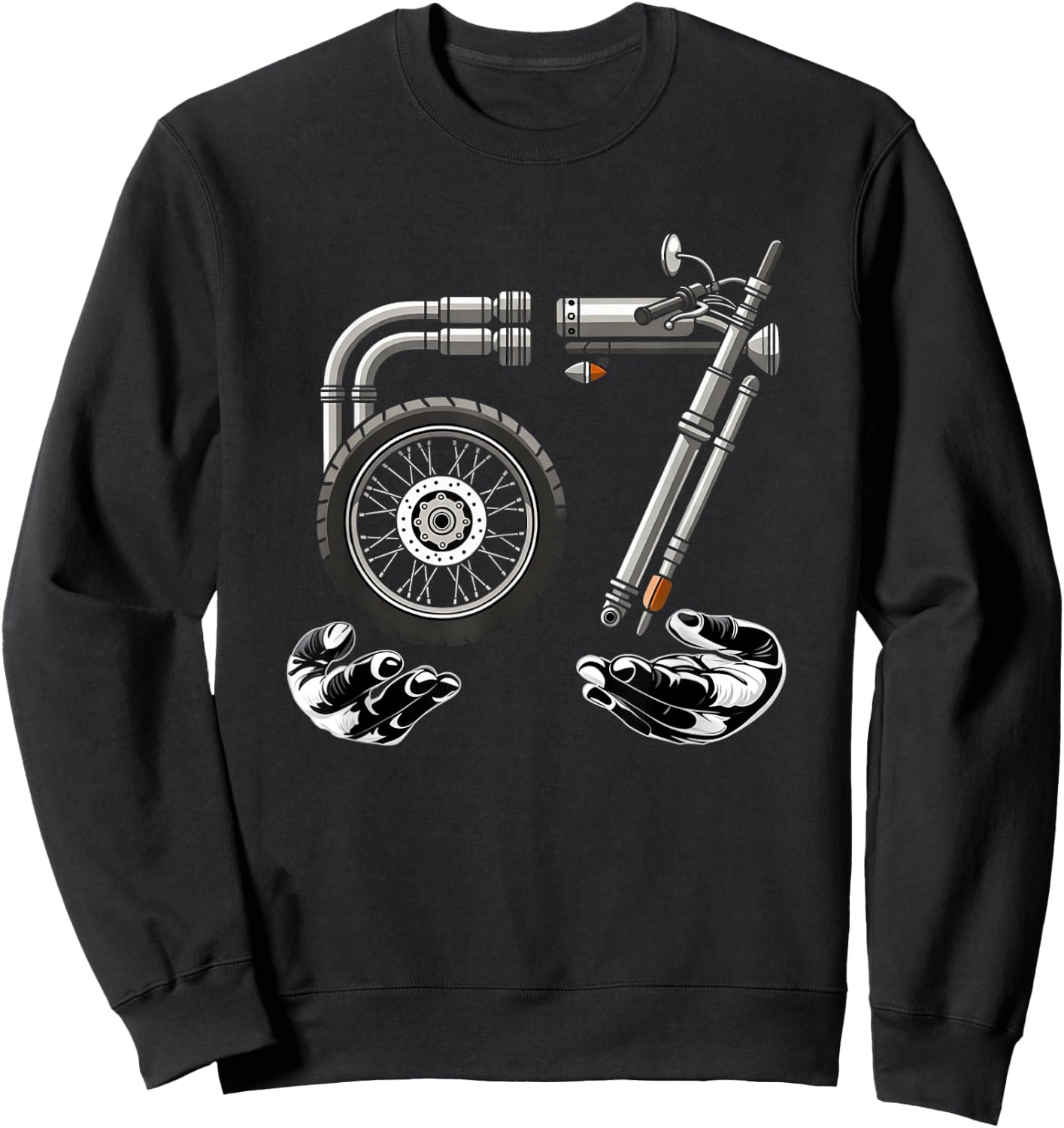 67 Meme Motorrad Six eeven Sweatshirt - Sweatshirt | Black