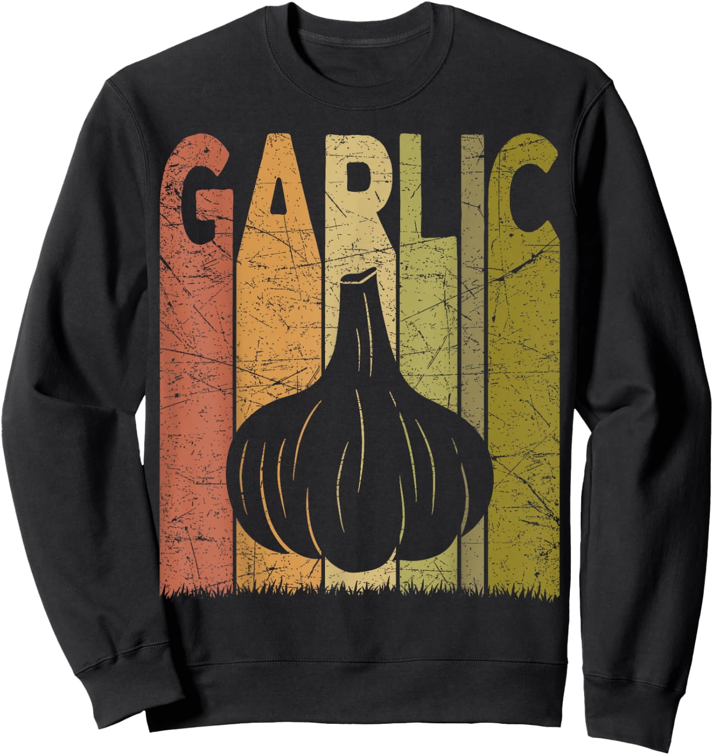 Garlic Vintage Garlic Farmer Retro Vegetables Farmer Sweatshirt - Sweatshirt | Black