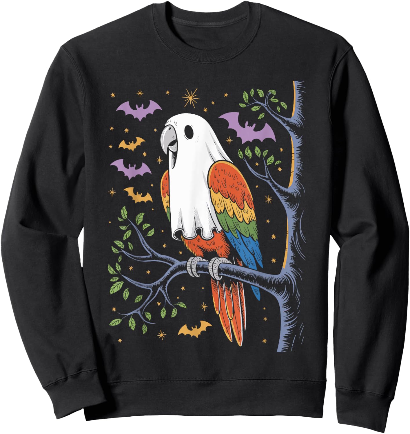Funny Ghost Parrot Lovers Spooky Halloween Costume Sweatshirt - Sweatshirt | Black