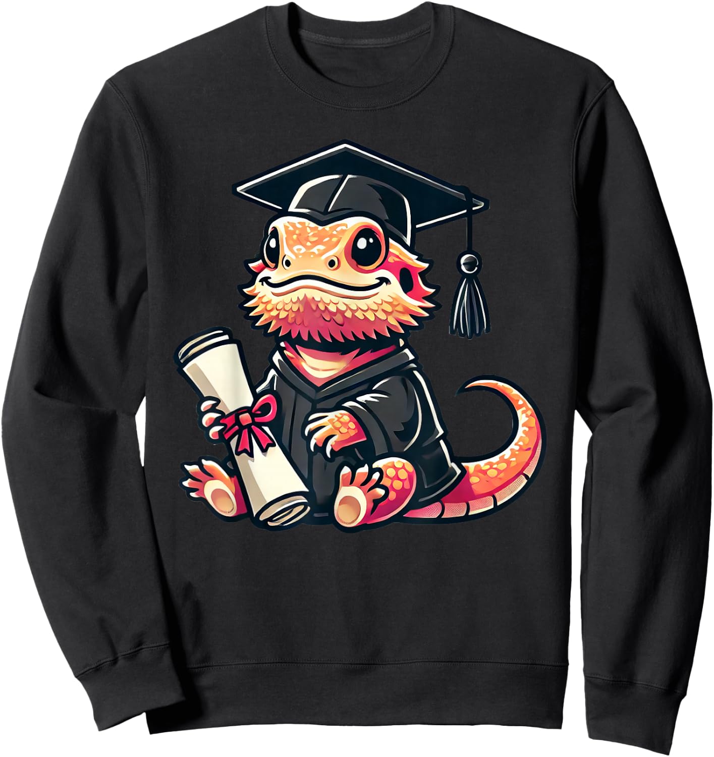 Cute Bearded Dragon Graduation Sweatshirt - Sweatshirt | Black