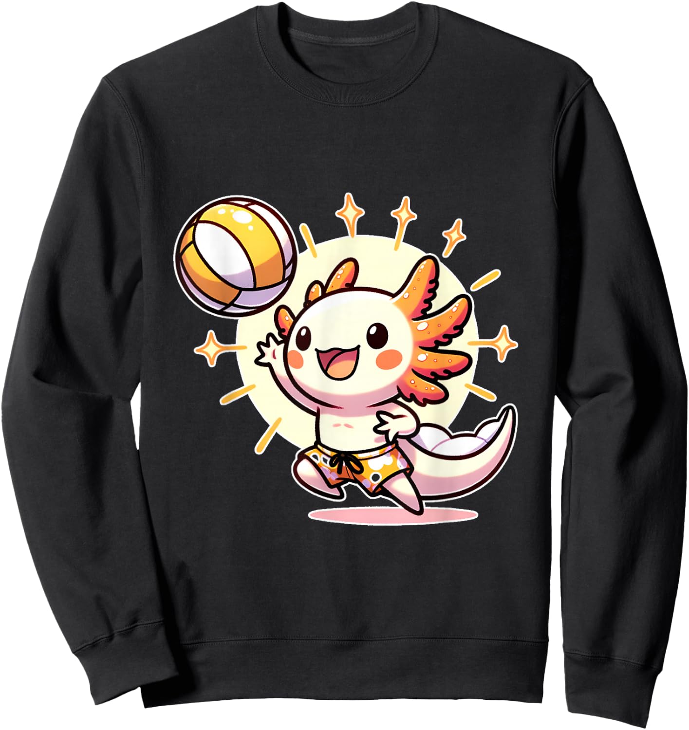 Cute Axolotl Meets Beach Volleyball Sports Enthusiast Sweatshirt - Sweatshirt | Black