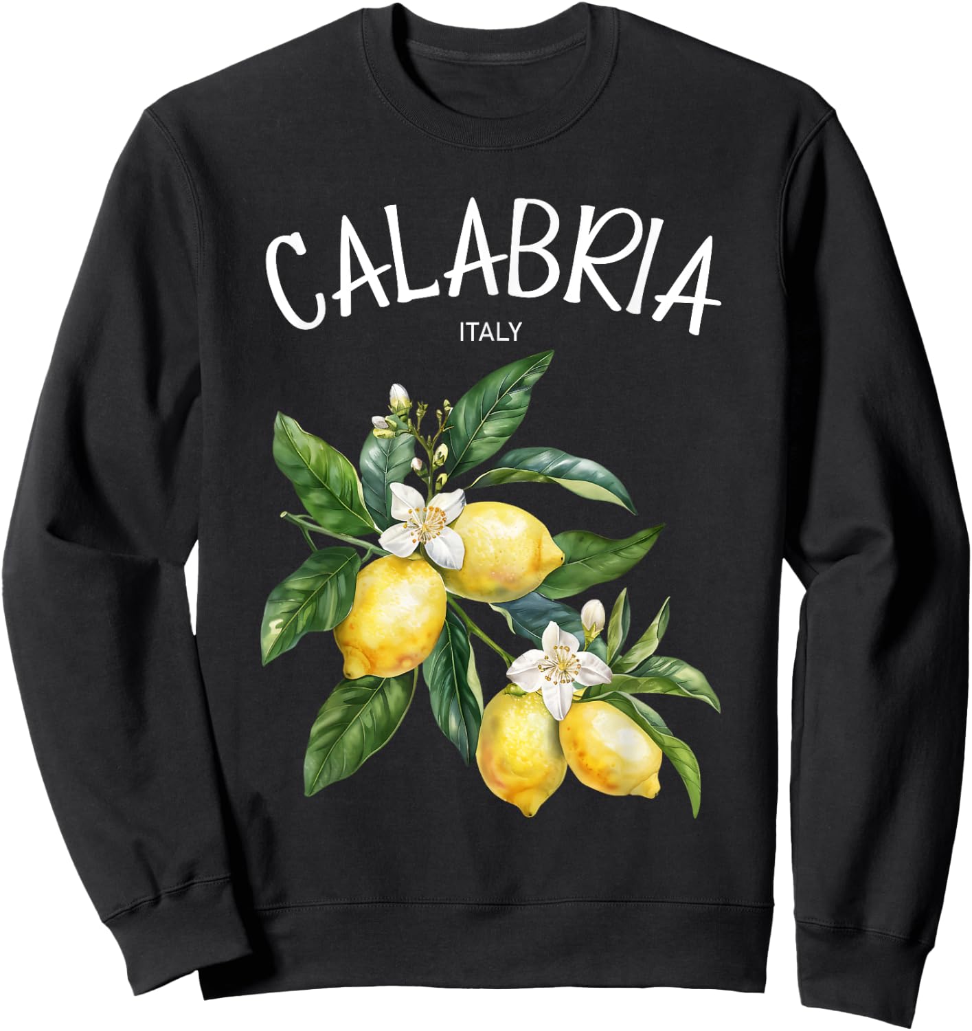 Calabria Lemon Art Italian Fruit Lover Italy Vintage Italia Sweatshirt - Sweatshirt | Black