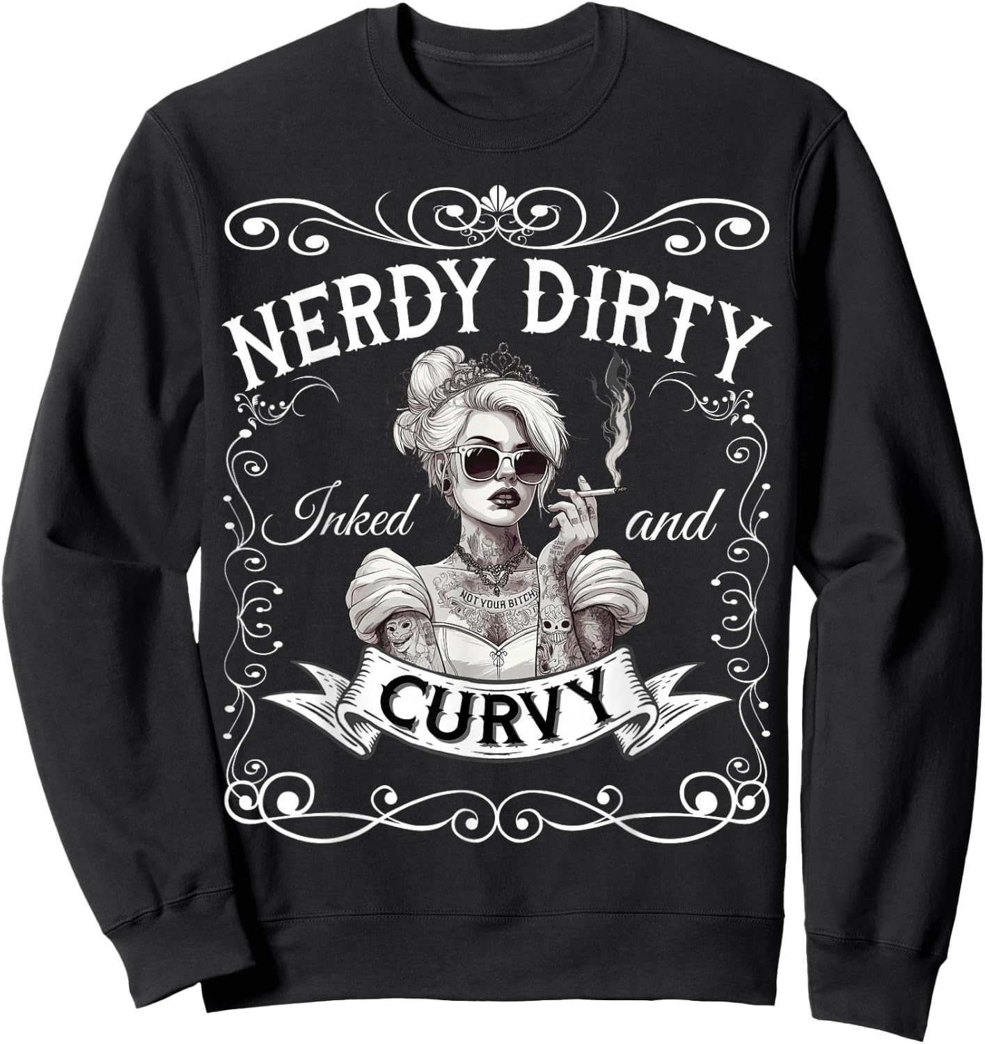 Princess Tattooed and Curvy , black Sweatshirt - Sweatshirt | Black