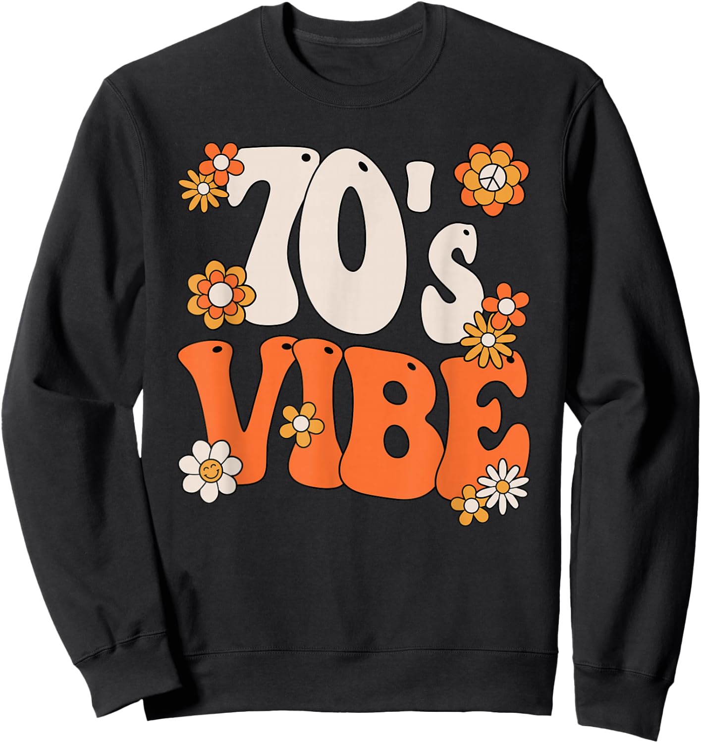 70s Vibe Costume 70s Party Outfit Groovy Hippie Peace Retro , black Sweatshirt - Sweatshirt | Black