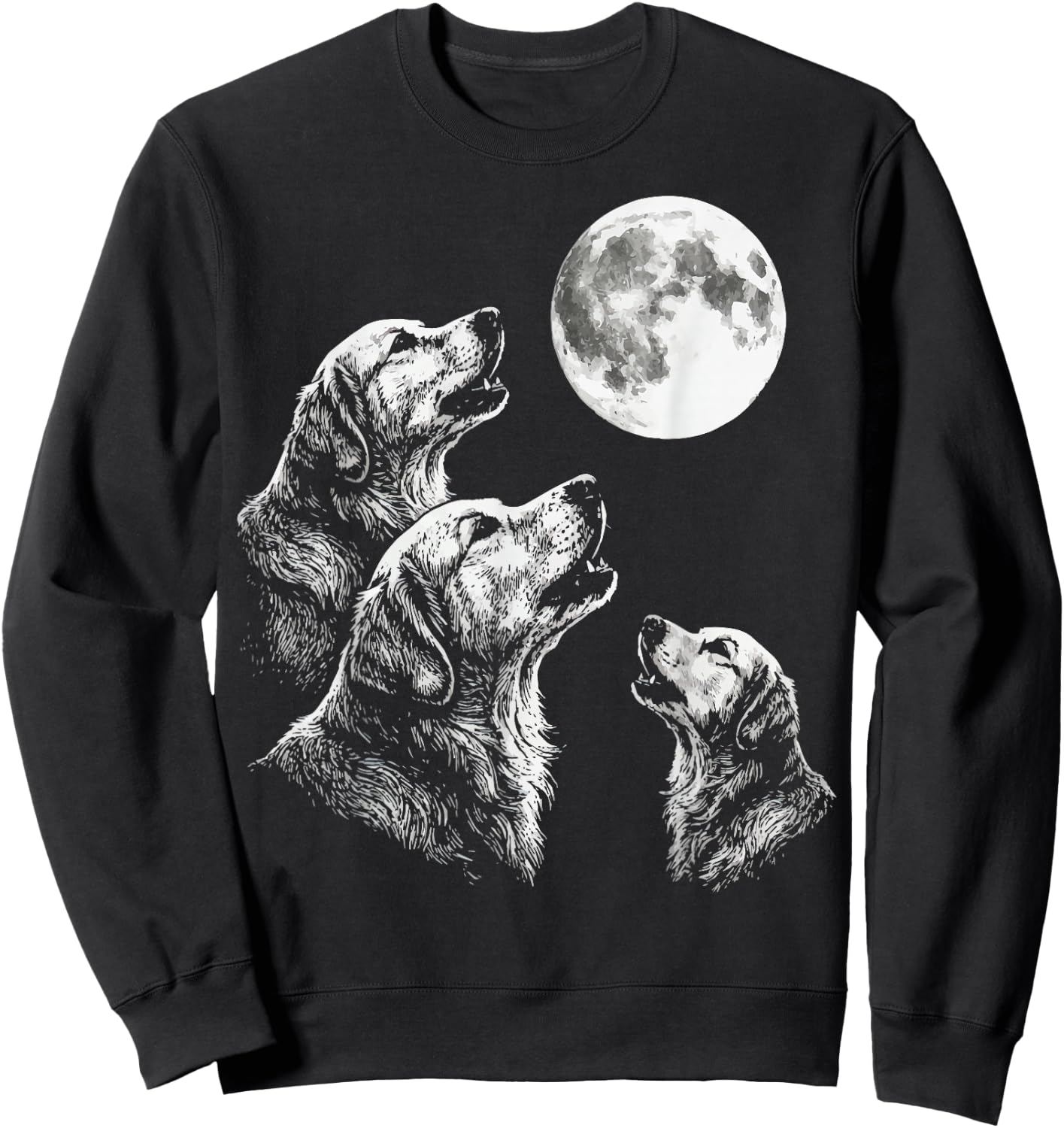Golden Retriever Howling At Moon Sweatshirt - Sweatshirt | Black