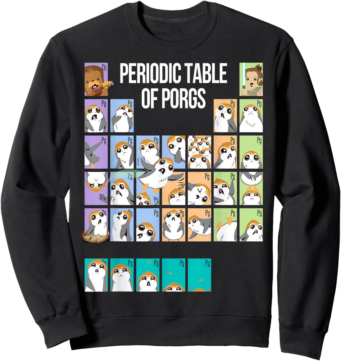 Star Wars Periodic Table Of Porgs Cute Group Shot Sweatshirt - Sweatshirt | Black