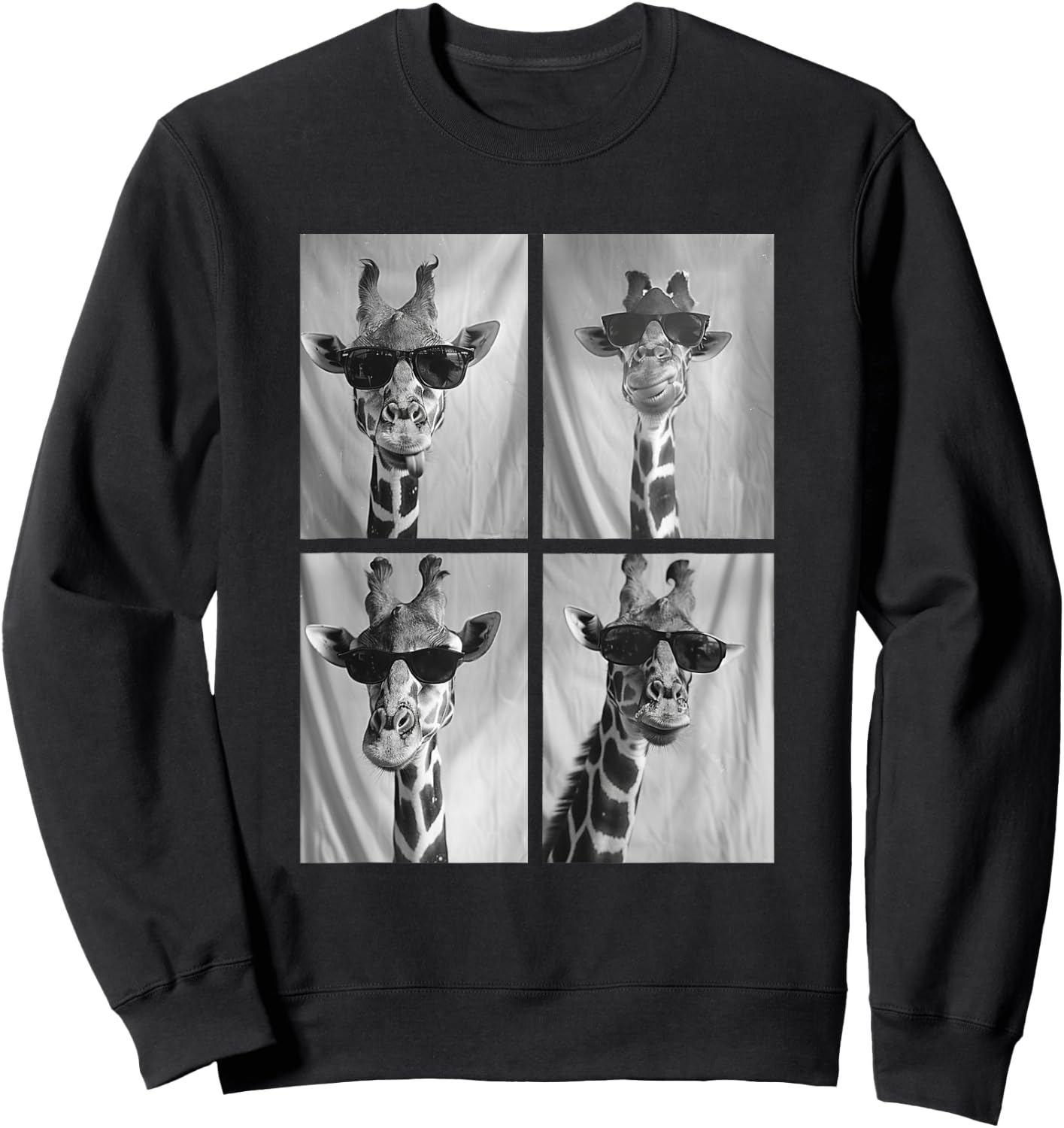 Cute Giraffe with Sunglasses African Animal Hipster Meme Sweatshirt - Sweatshirt | Black