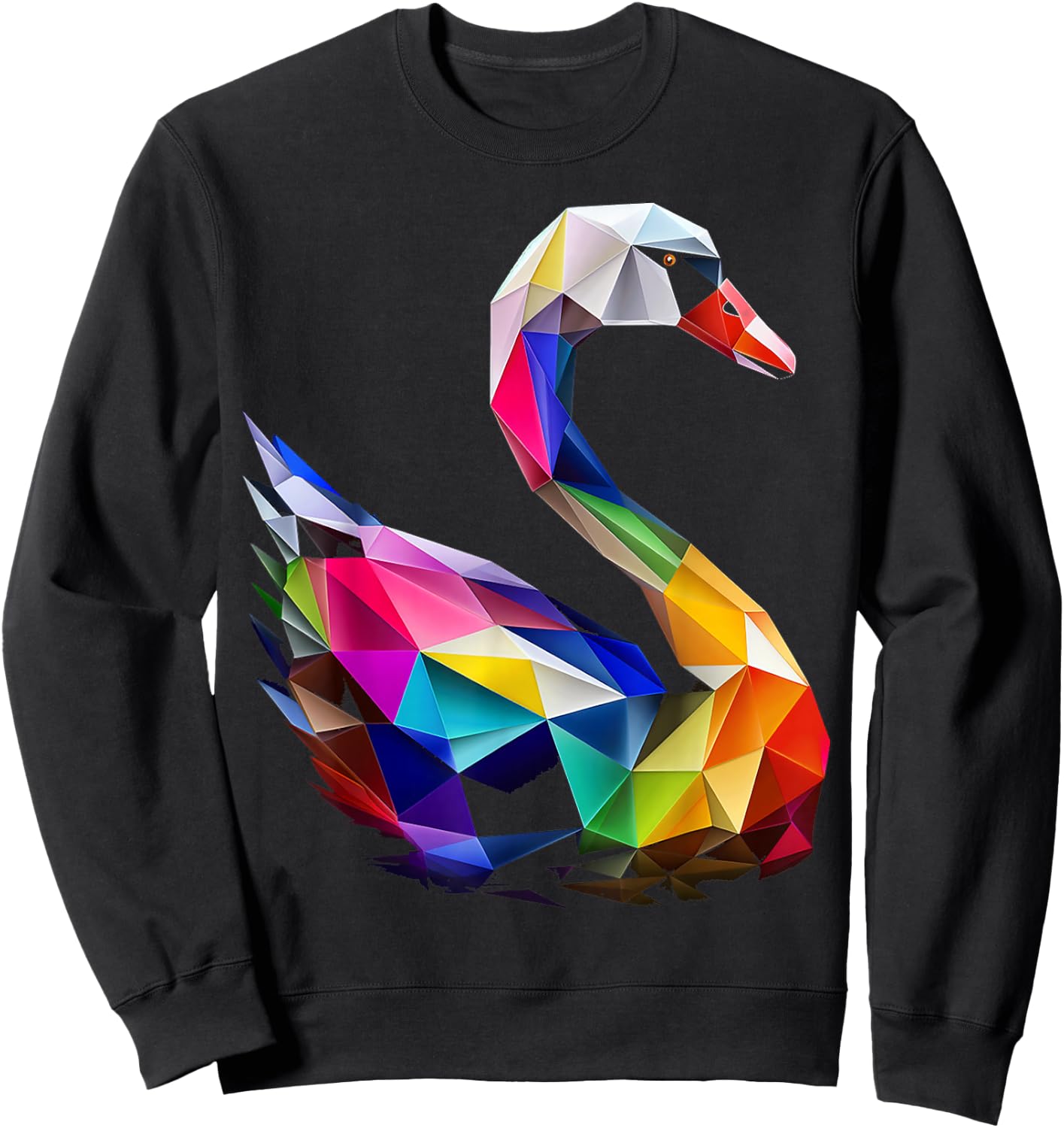 Schwan Bunte Vogelkunst Tier Polygon Grafik Schwan Sweatshirt - Sweatshirt | Black