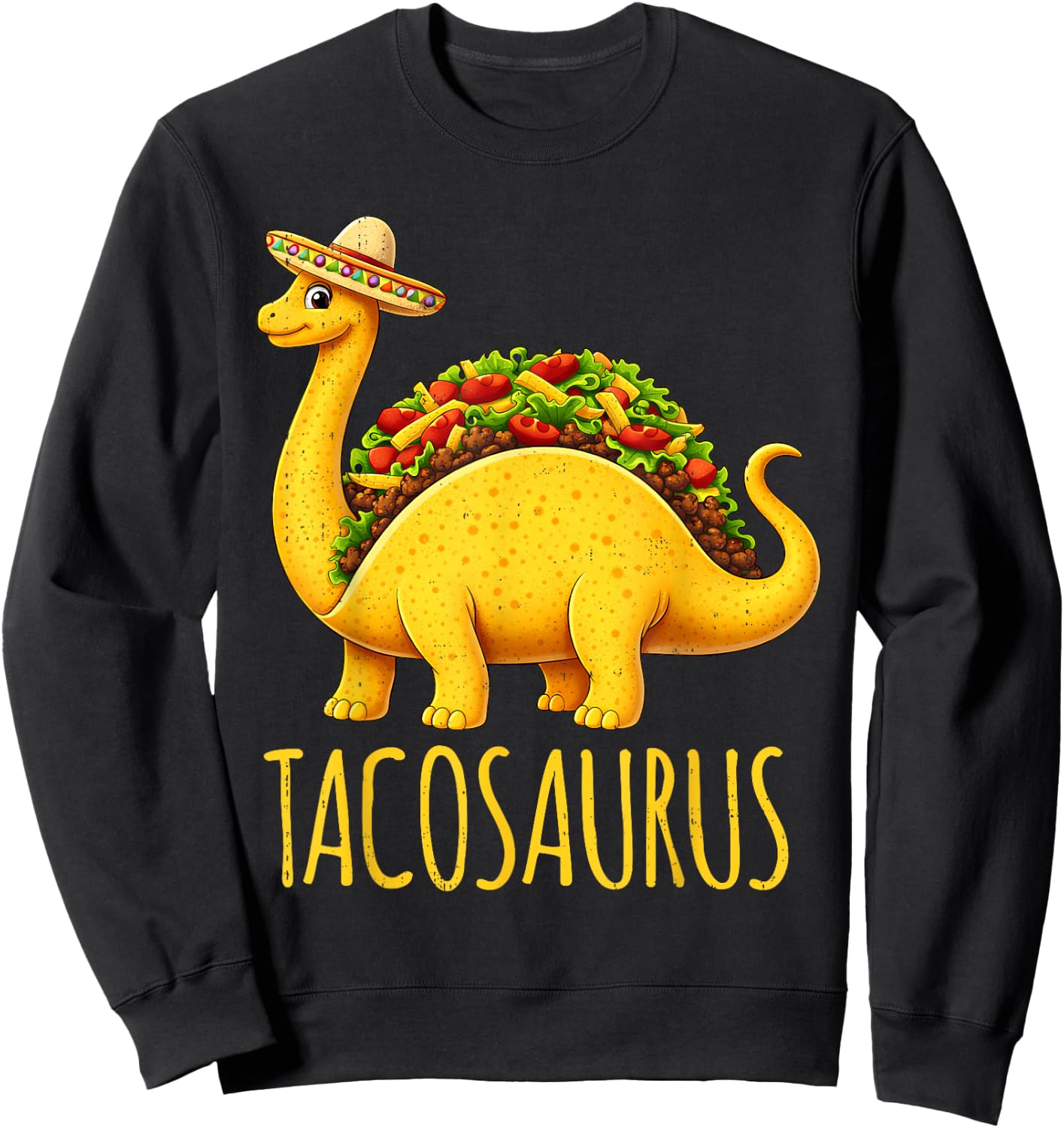 Funny Tacosaurus Dinosaur Taco Cinco De Mayo Toddler Kids Sweatshirt - Sweatshirt | Black