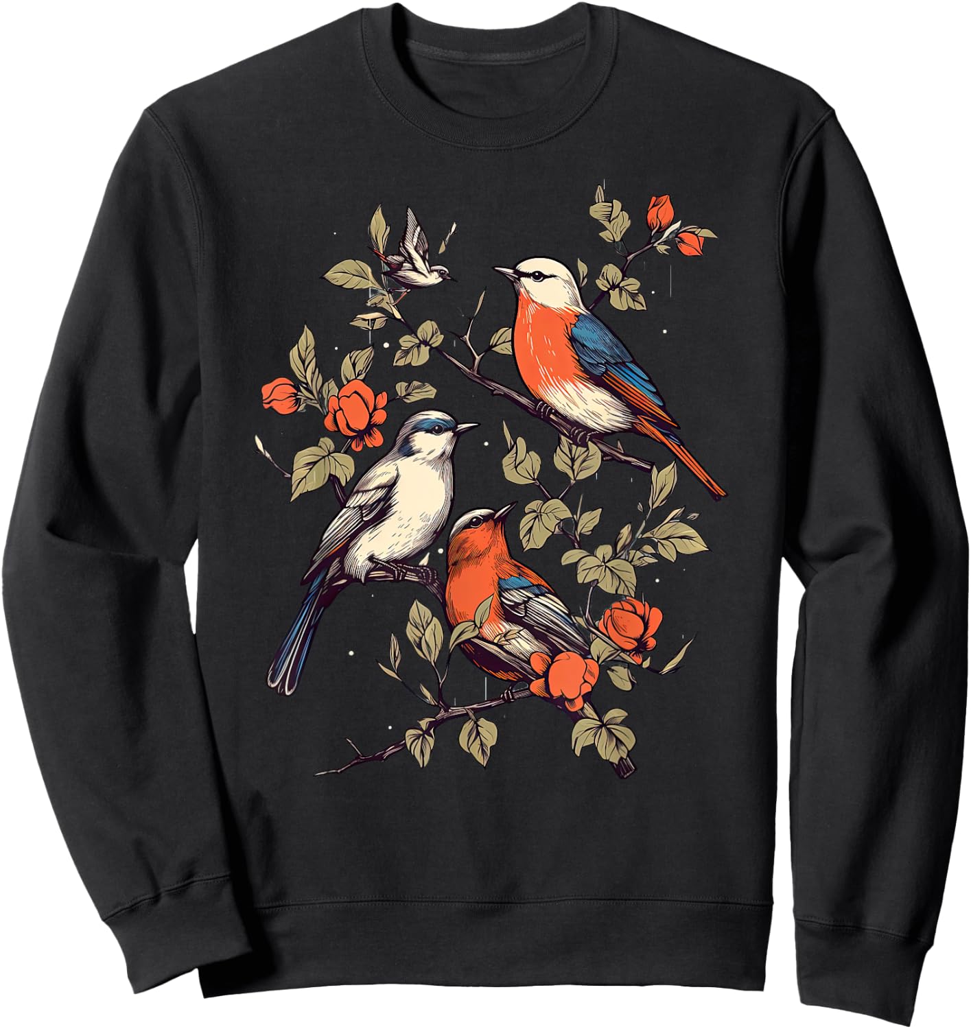 Birds On A tree Branch Birding Bird Watching Bird Sweatshirt - Sweatshirt | Black