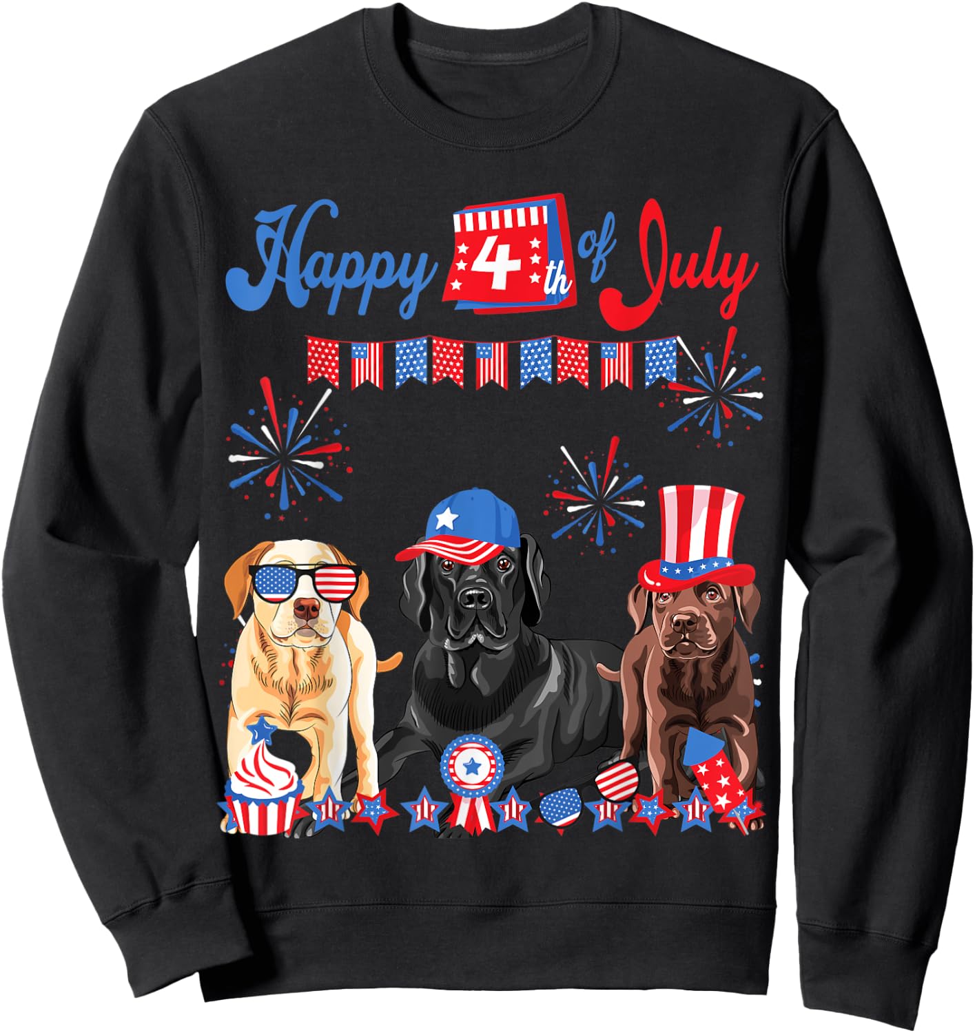 Labrador Independence Day Labrador 4th of July Women Kids Men Sweatshirt - Sweatshirt | Black