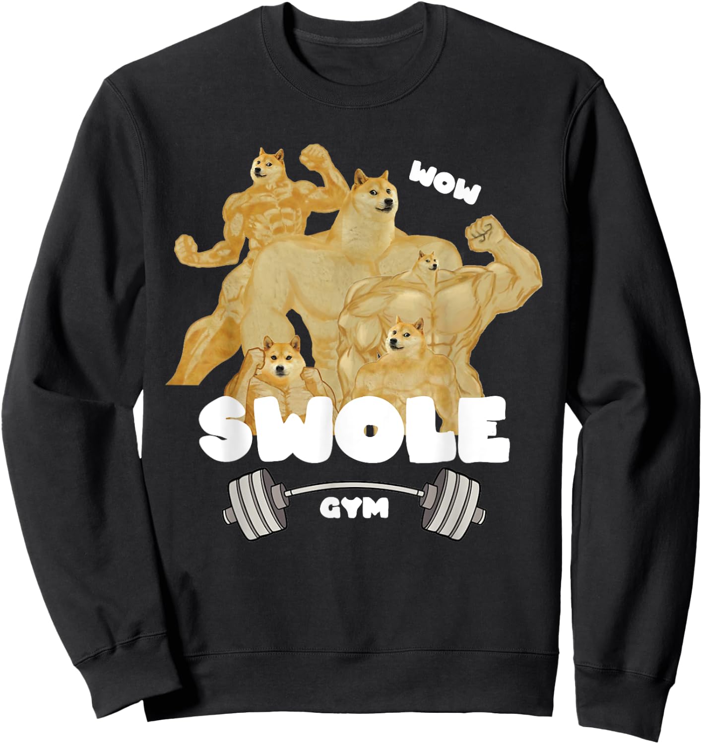 Swole Gym Swole Doge Meme Buff Doge Meme Sweatshirt - Sweatshirt | Black