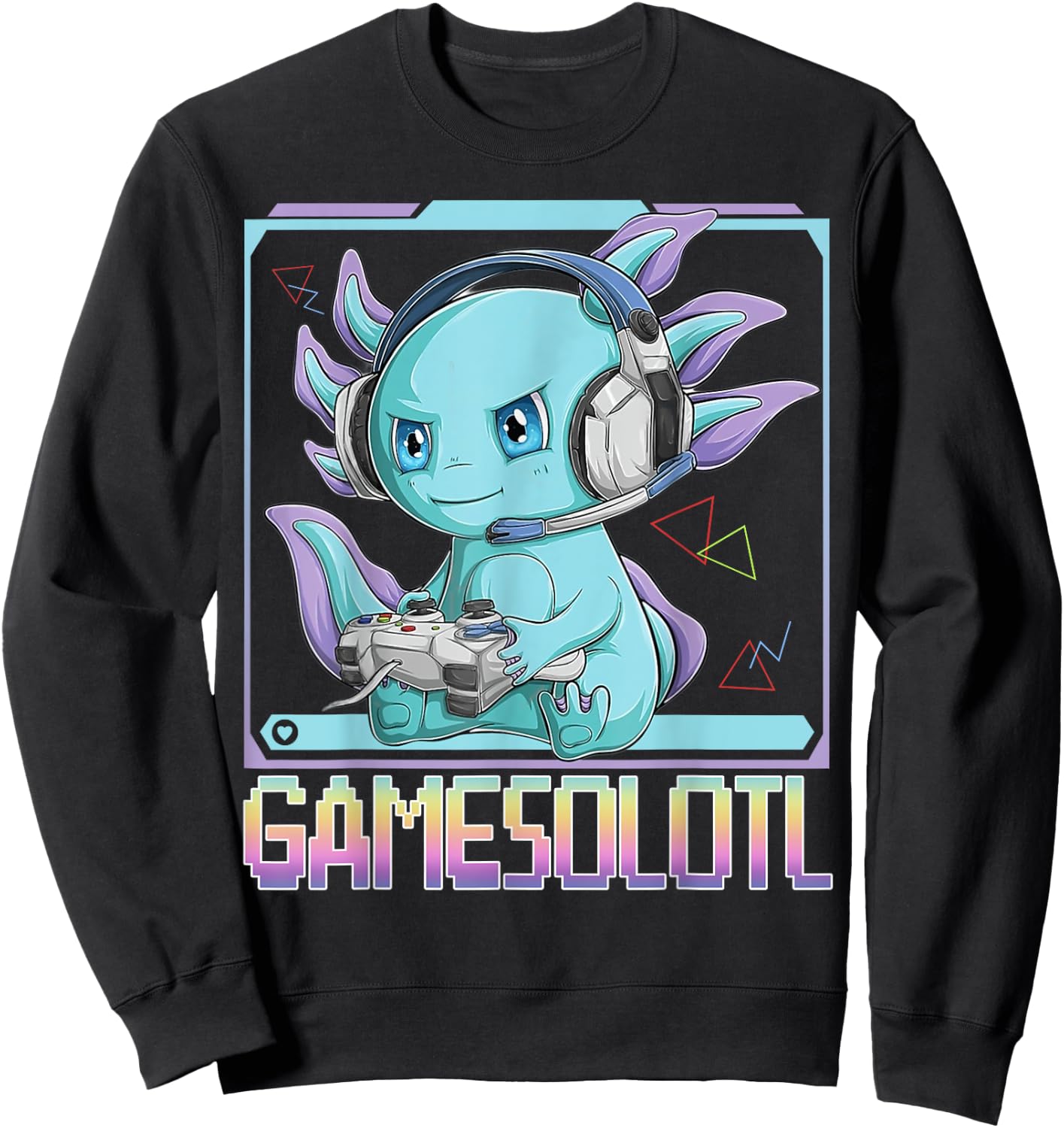 Gamesolotl Gamer Kawaii Axolotl Fish Playing Video Games Sweatshirt - Sweatshirt | Black