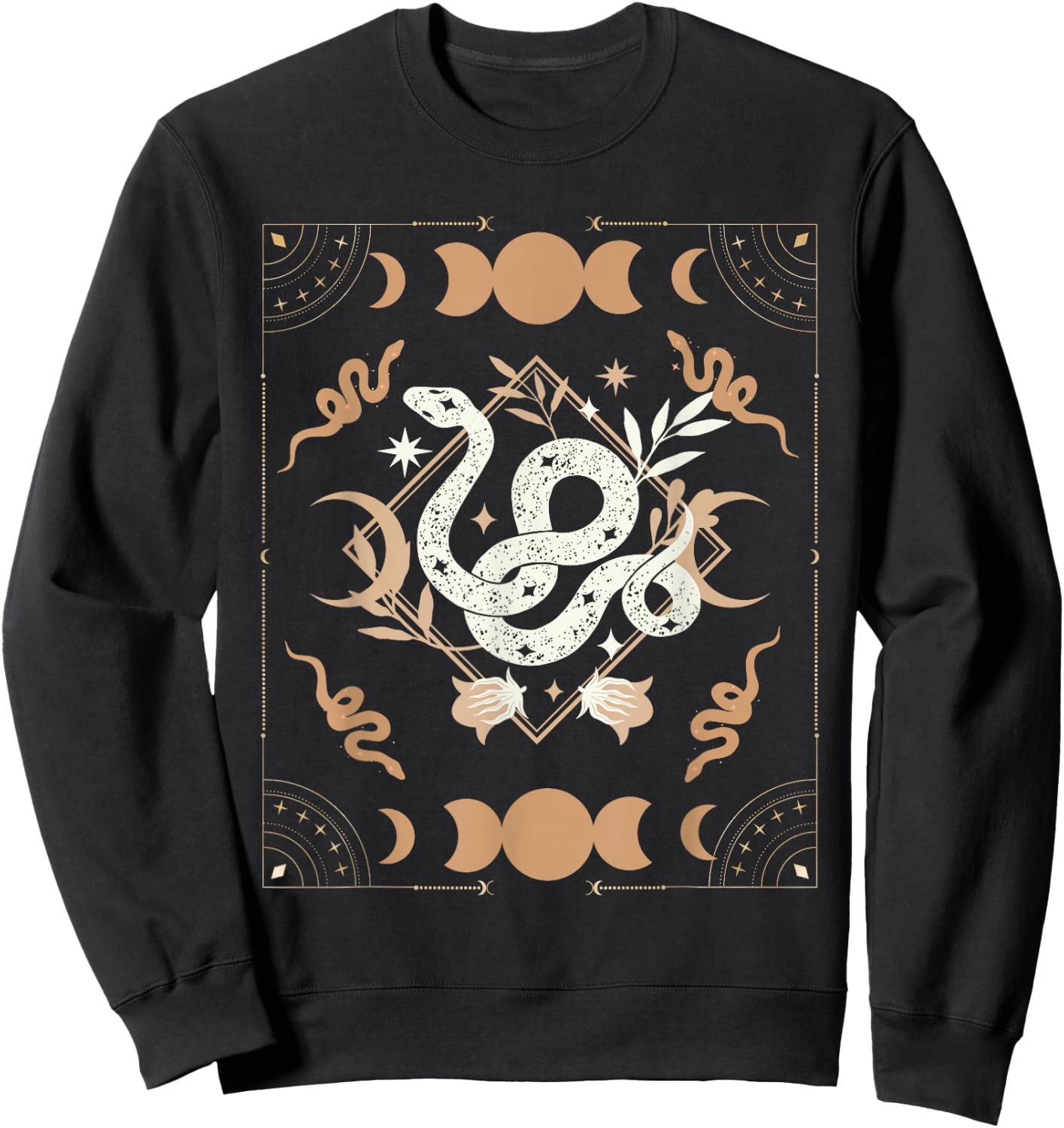 Dark Academia Aesthetic Celestial Boho Tarot Snakes Witchy Sweatshirt - Sweatshirt | Black