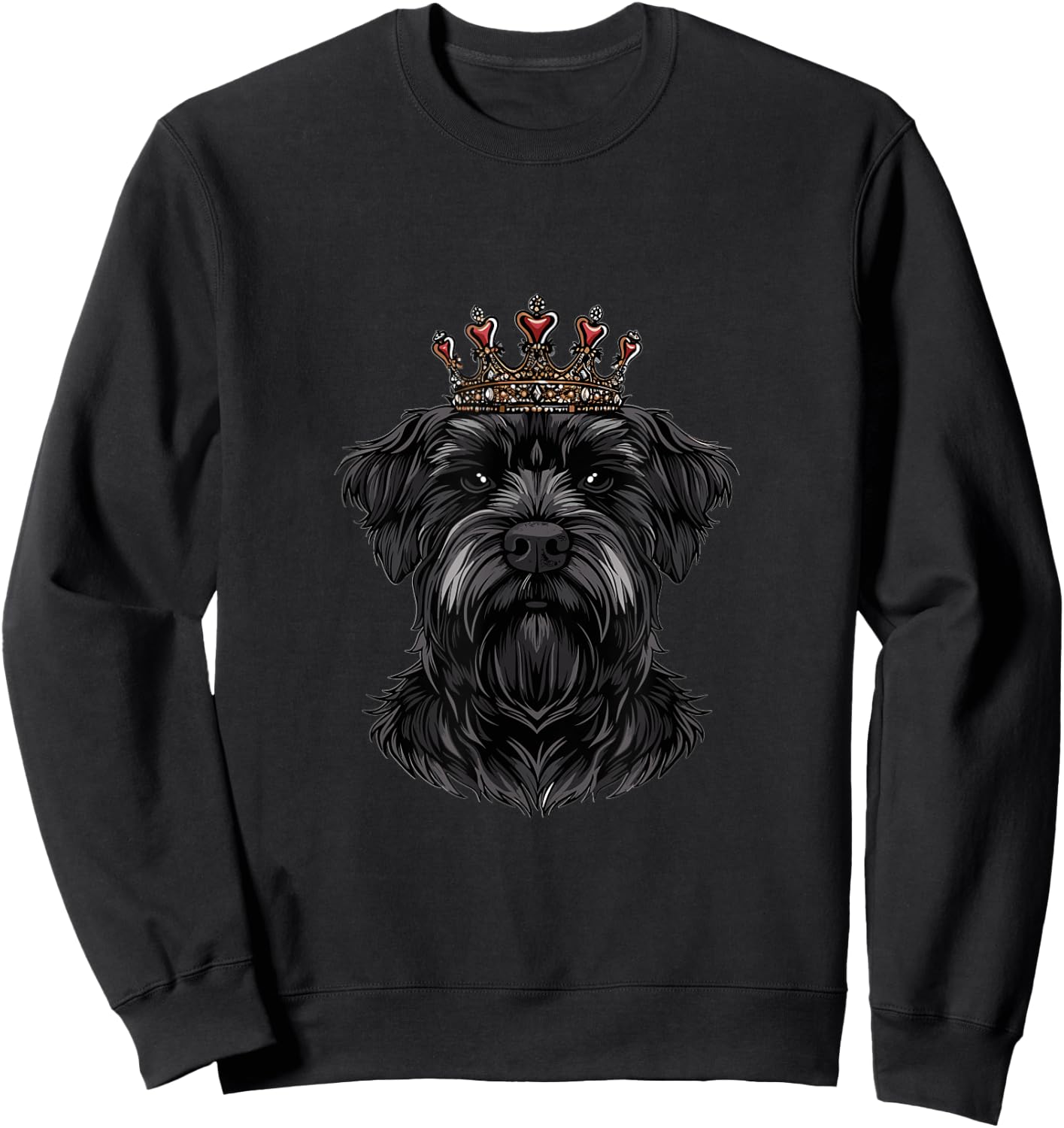 Black Russian Terrier Dog Breed Wearing Crown Sweatshirt - Sweatshirt | Black
