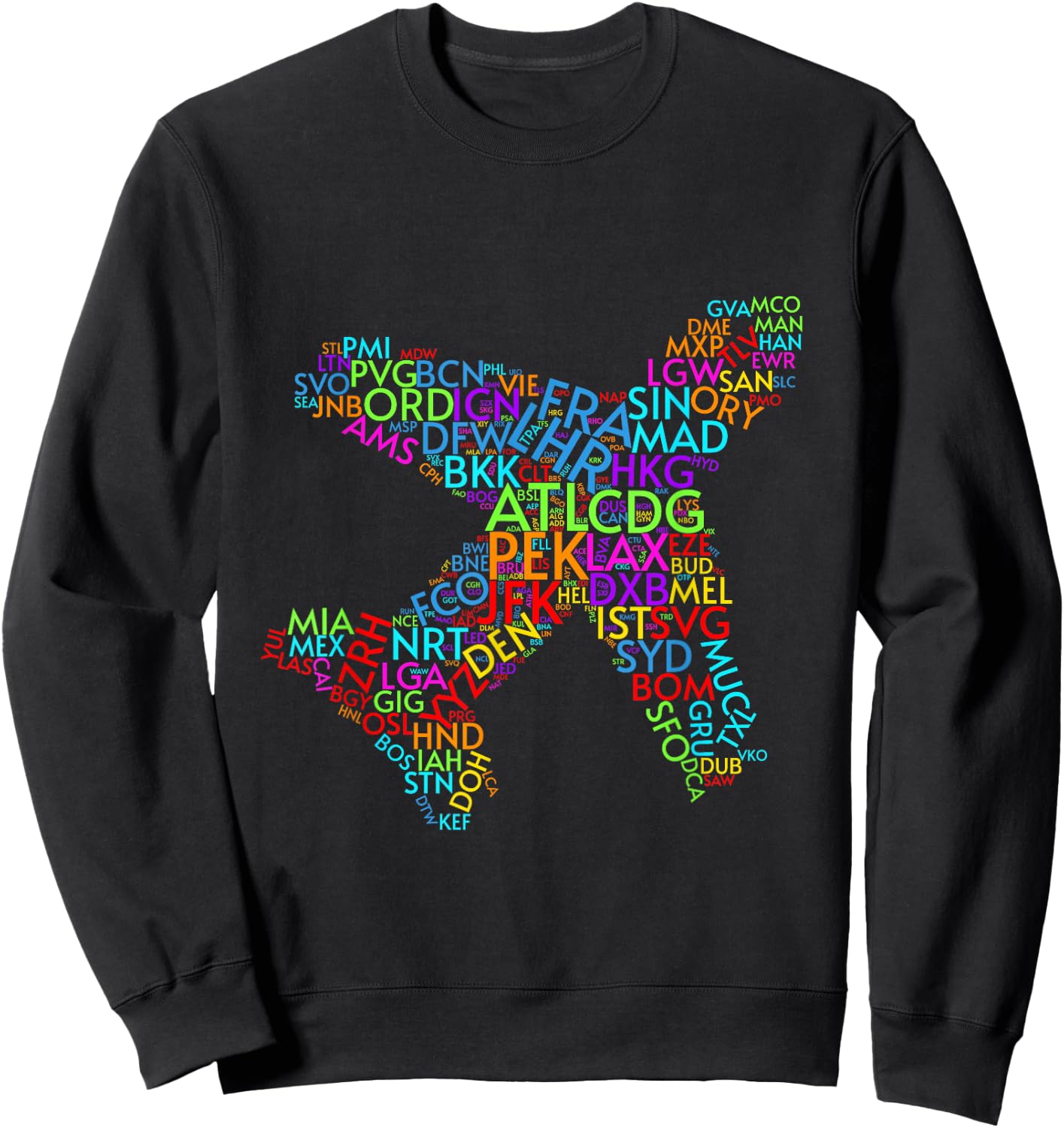 World Traveler Airport Codes of the World Sweatshirt - Sweatshirt | Black