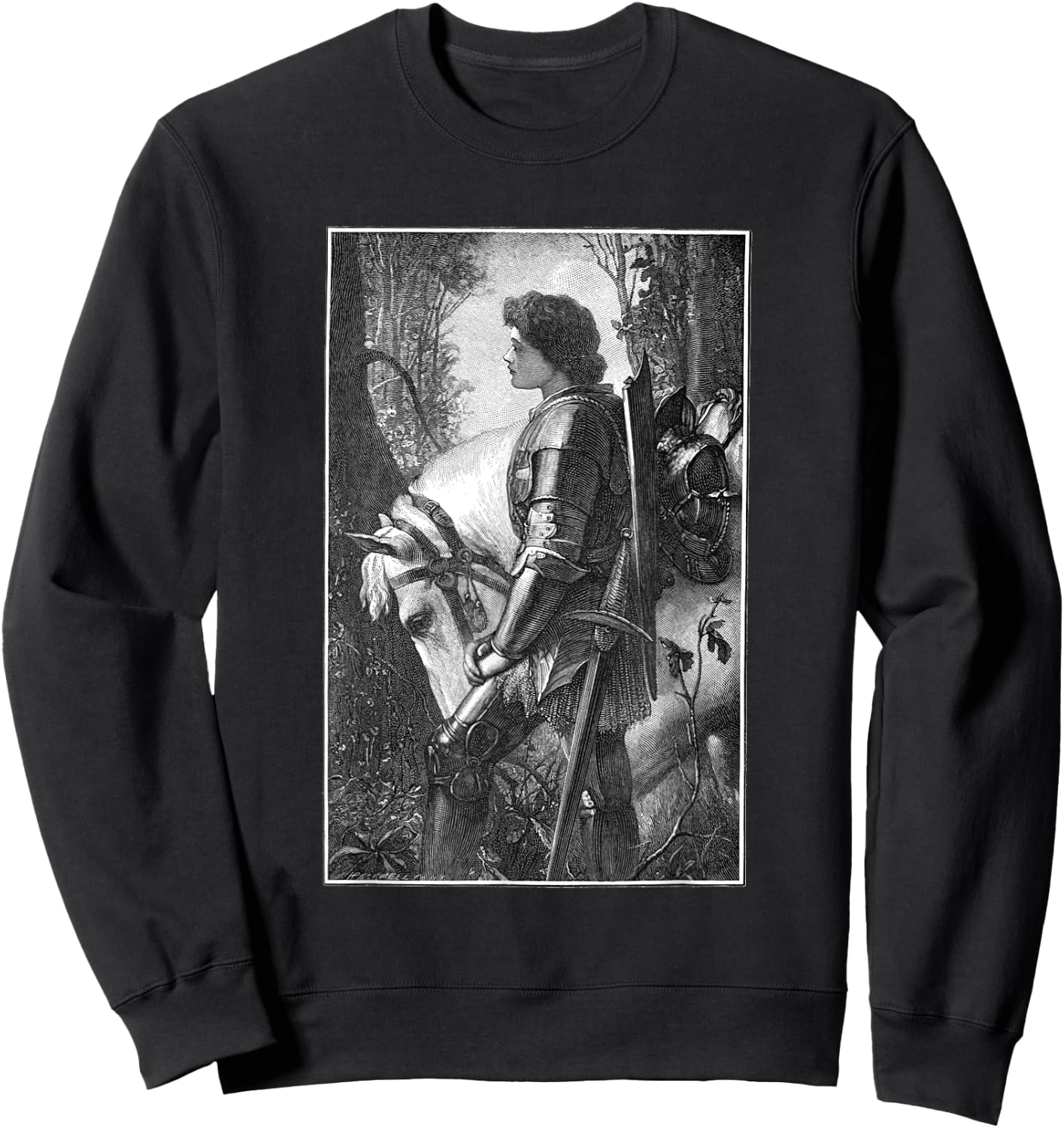 Sir Galahad by G.F. Watts Engraved by H.W. Peckwell Sweatshirt - Sweatshirt | Black