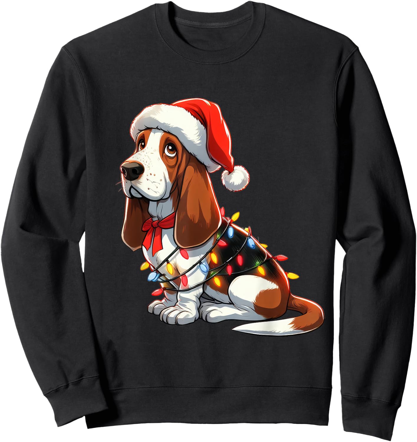 Basset Hound Christmas Costume Santa For Lover Dog Sweatshirt - Sweatshirt | Black