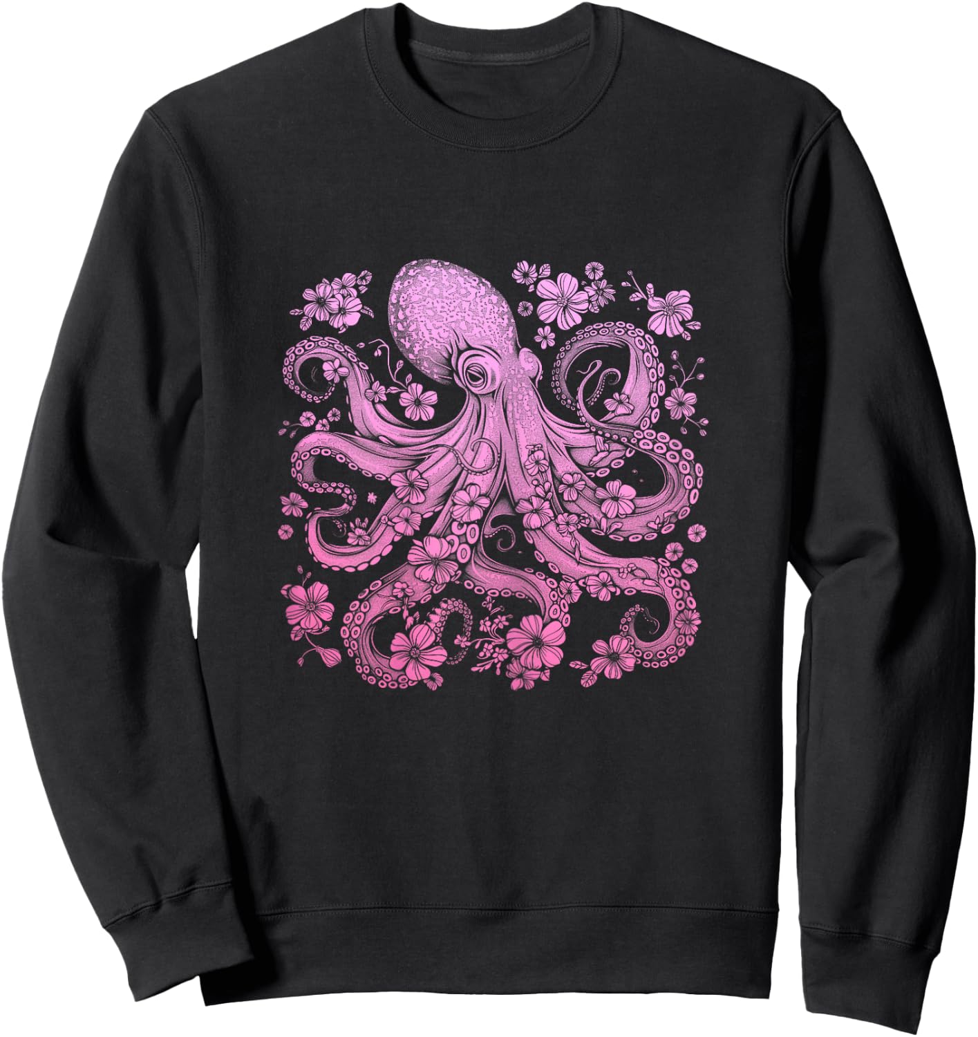 Octopus, Flowers, Octopus, Diving, Surfers, Sea Animals Sweatshirt - Sweatshirt | Black