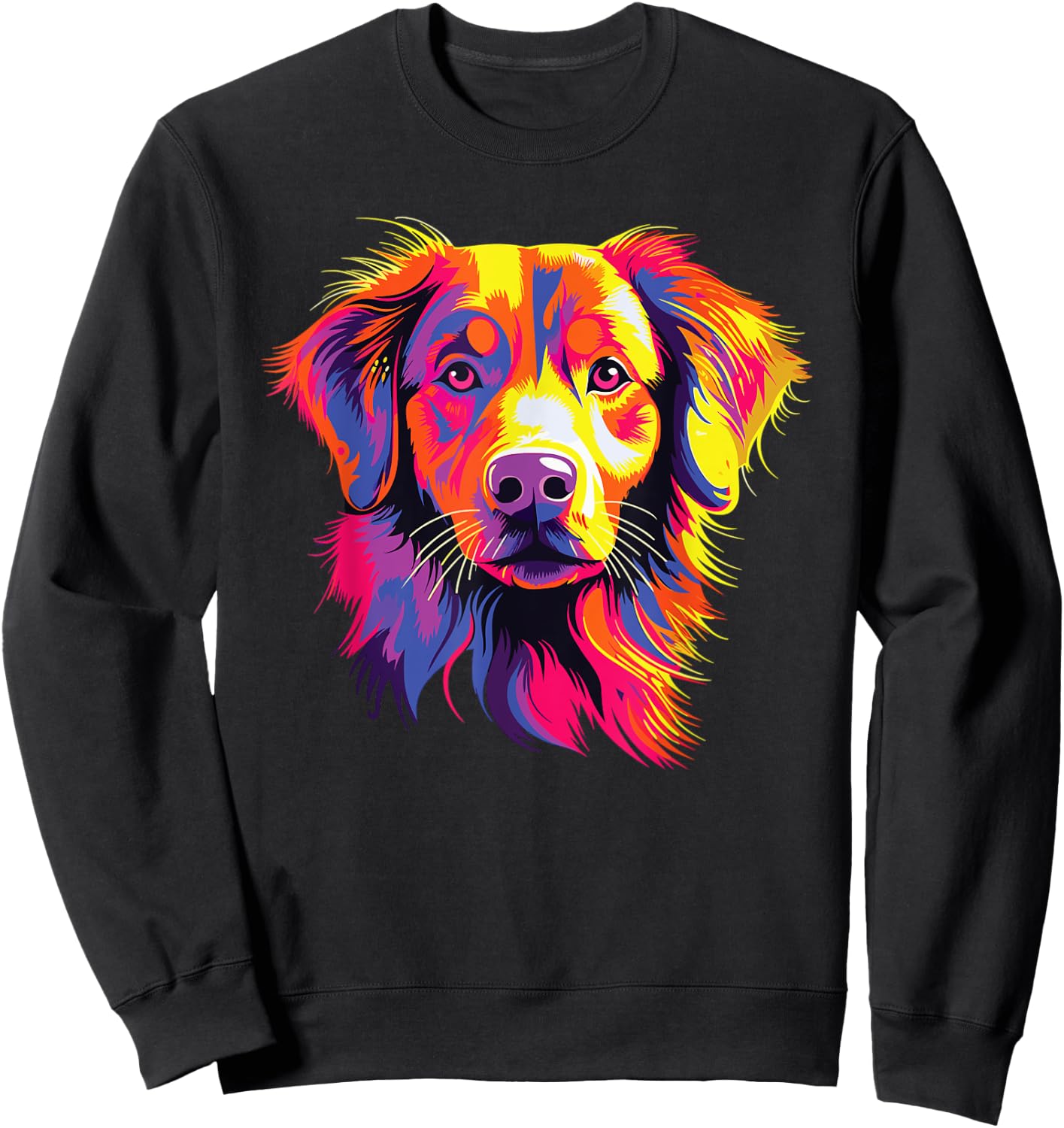 Watercolor Colorful Nova Scotia Duck Tolling Retriever Dog Sweatshirt - Sweatshirt | Black