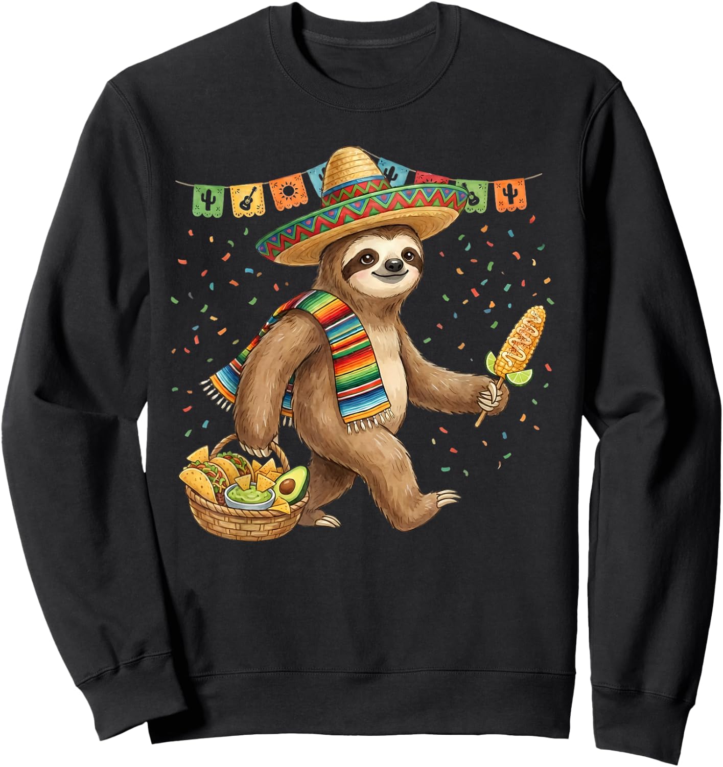 Mexican Sloth Poncho Cinco De Mayo Fiesta Sombrero Meme Sweatshirt - Sweatshirt | Black