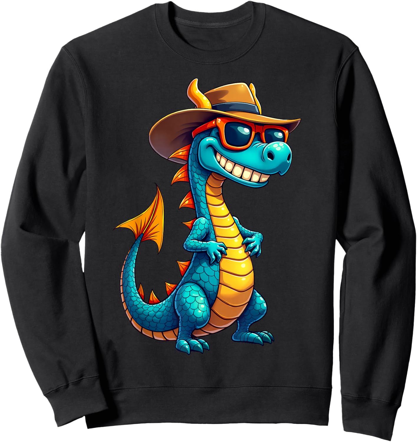 Funny Dragon Lover Vintage Graphic Design Women Kids Sweatshirt - Sweatshirt | Black