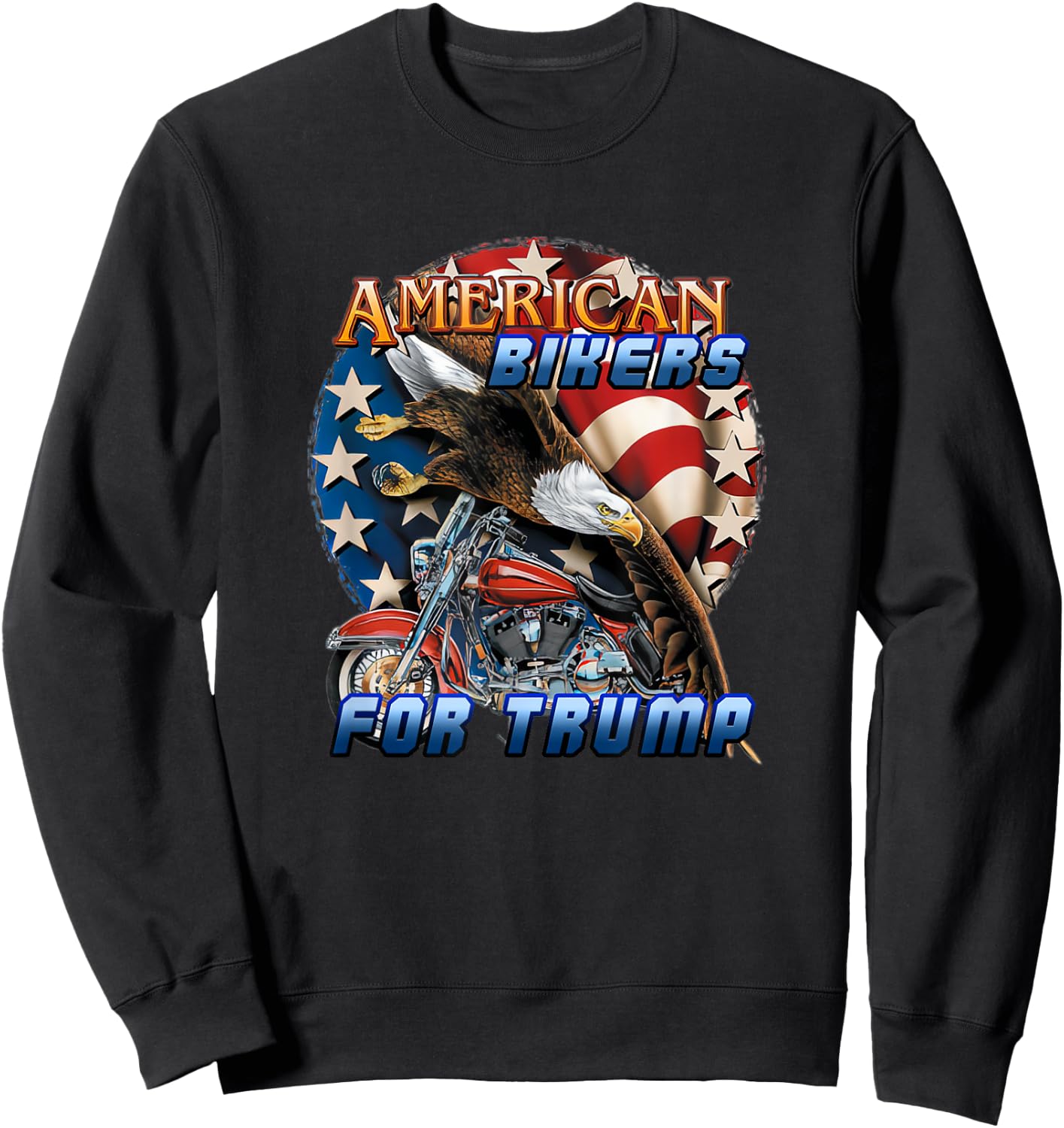 American Bikers For Trump Eagle Flag Motorbike 2020 Election Sweatshirt - Sweatshirt | Black