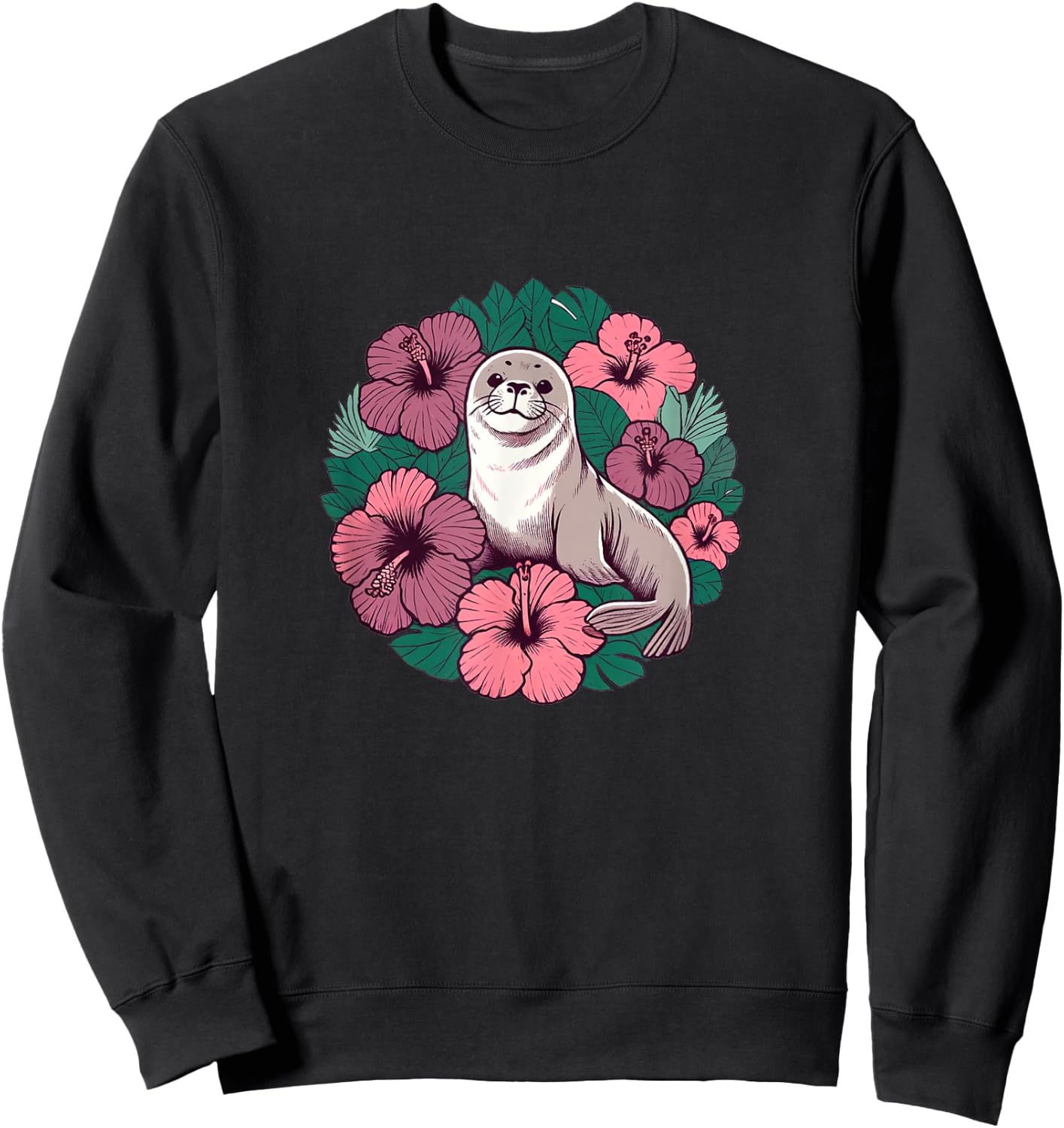 Retro Hawaii Hawaiian monk seal Sweatshirt - Sweatshirt | Black