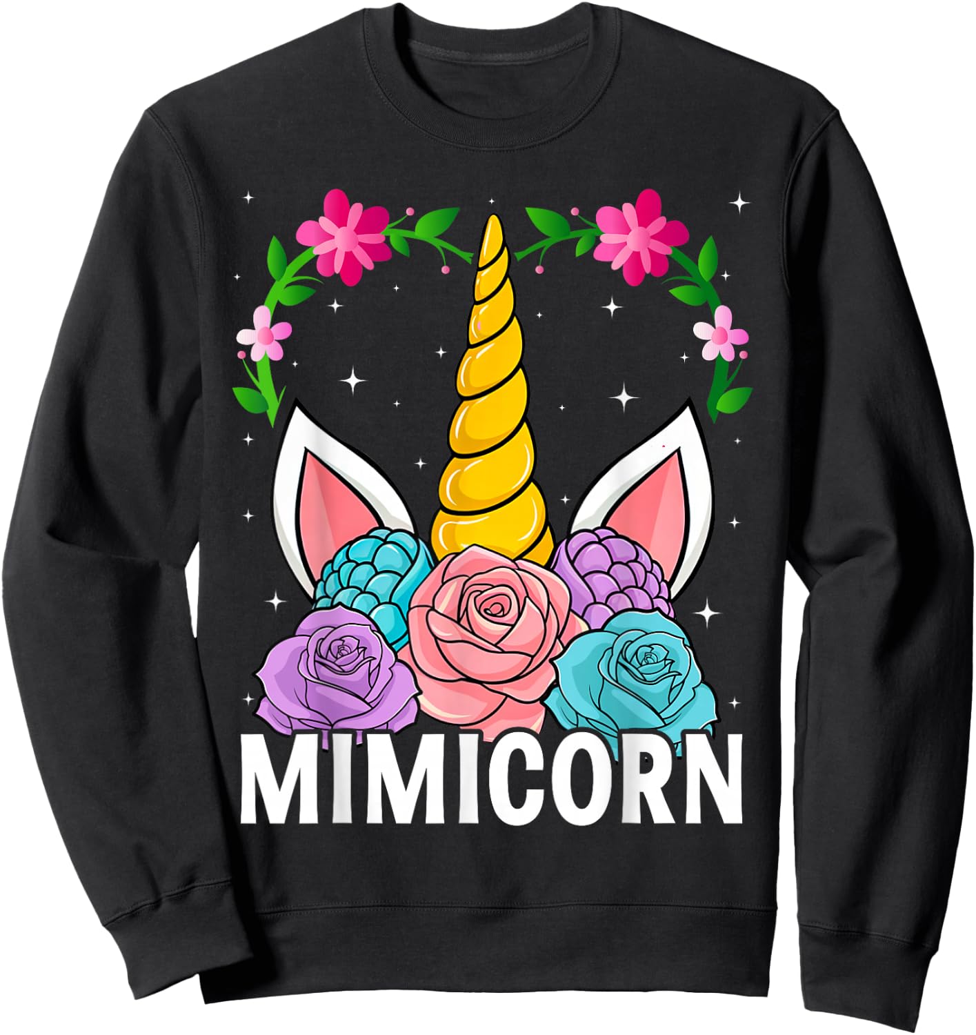 Funny Mimicorn Unicorn Costume Women Mom Mother's Day Sweatshirt - Sweatshirt | Black