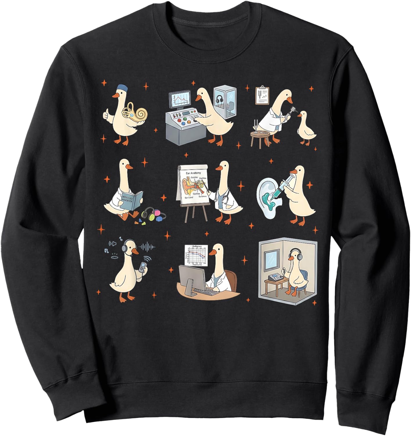 Audiologist Silly Goose ENT Doctor Hearing Aid Ossicle Nurse Sweatshirt - Sweatshirt | Black
