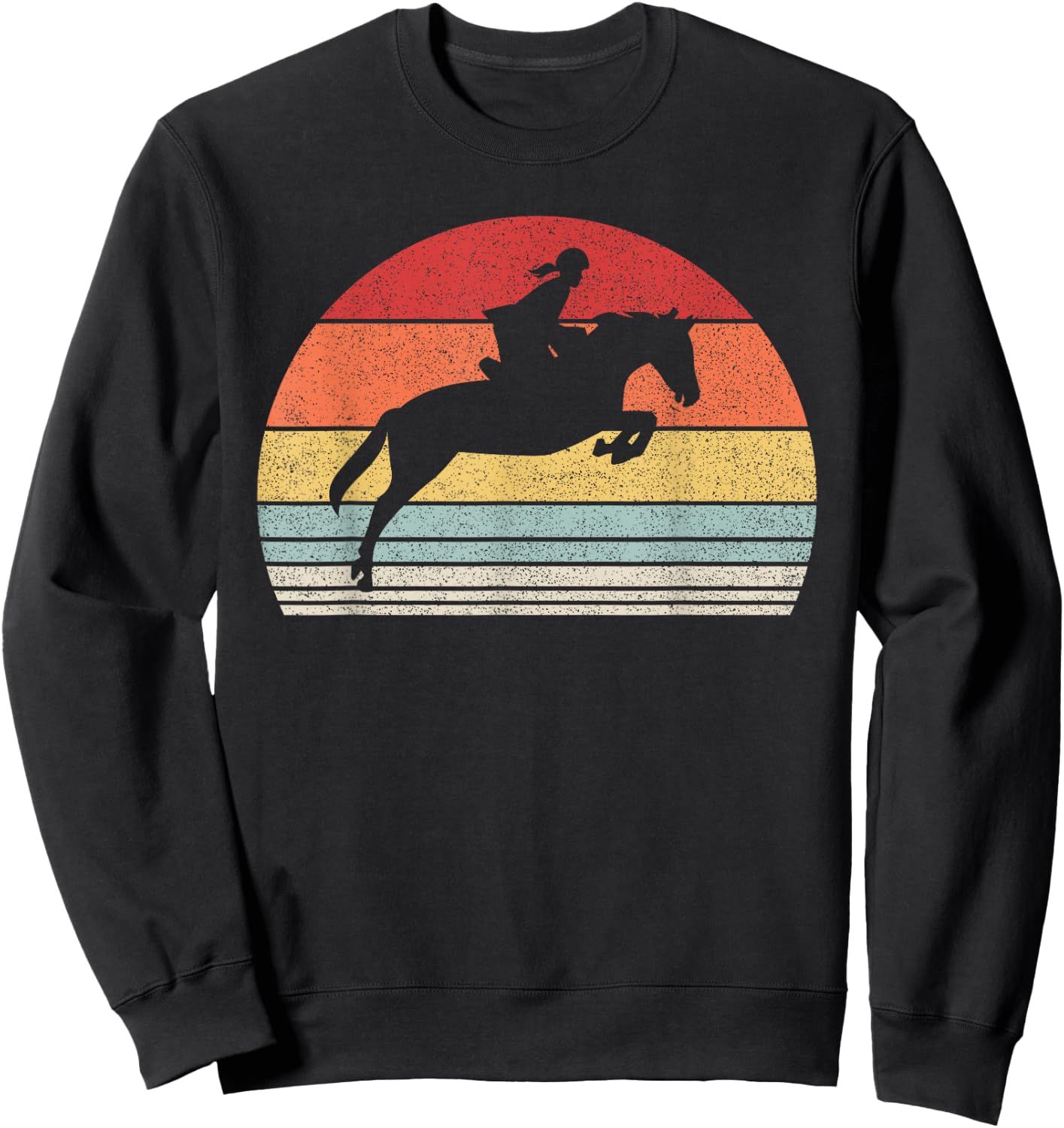 Vintage Retro English Riding Hunter Jumper Girl Riding Horse Sweatshirt - Sweatshirt | Black