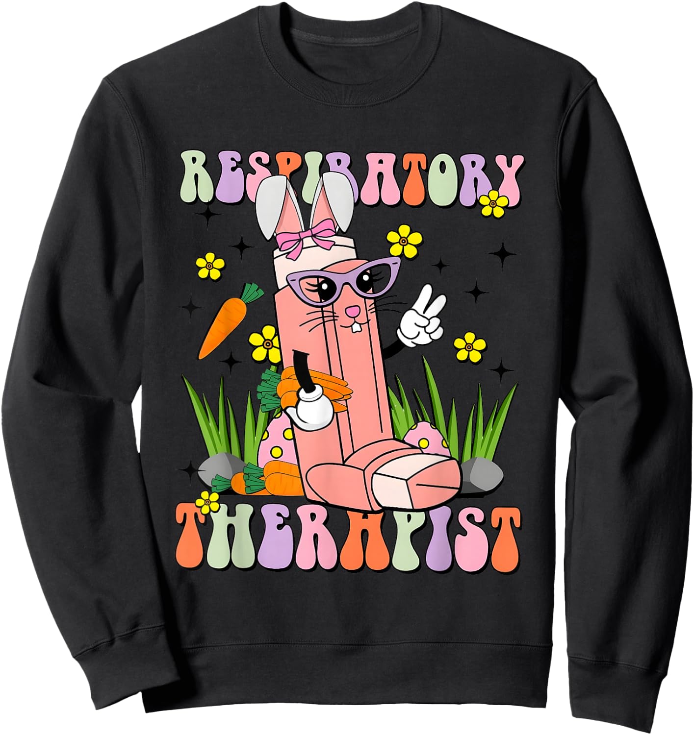 Easter Day Respiratory Therapist Easter Day Lung Squad Sweatshirt - Sweatshirt | Black
