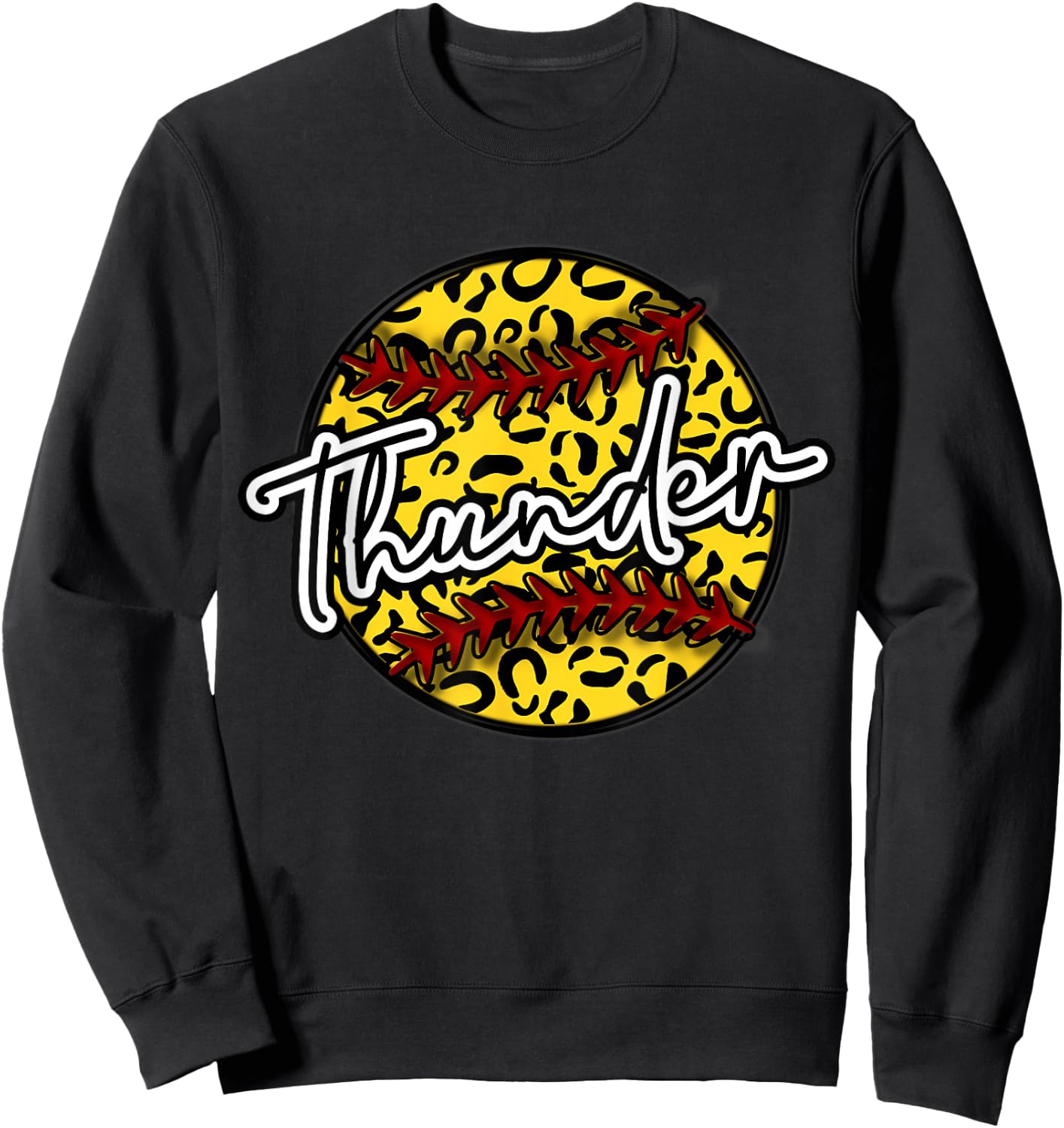 THUNDER Leopard Cheetah Softball Team Trendy Cute Womans Top Sweatshirt - Sweatshirt | Black