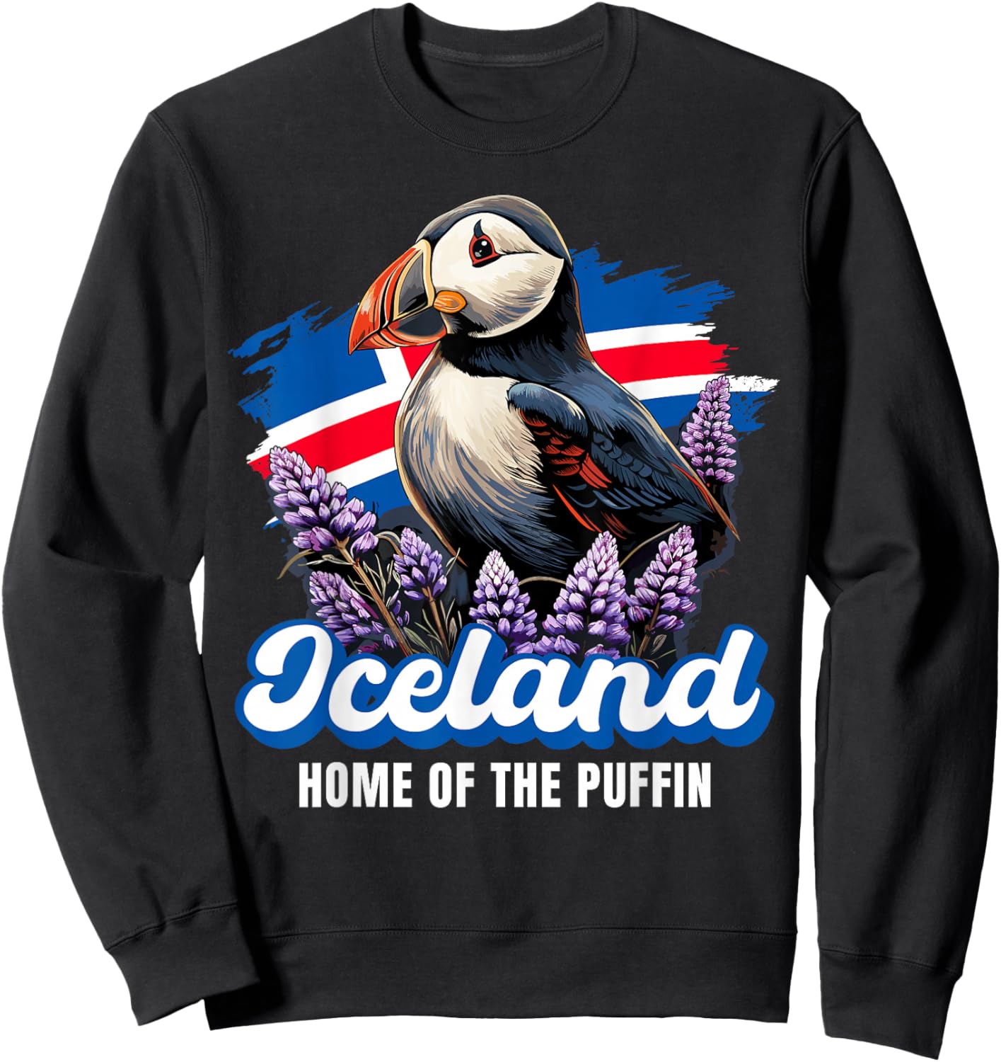 Iceland Iceland Iceland Flag Puffin , black Sweatshirt - Sweatshirt | Black