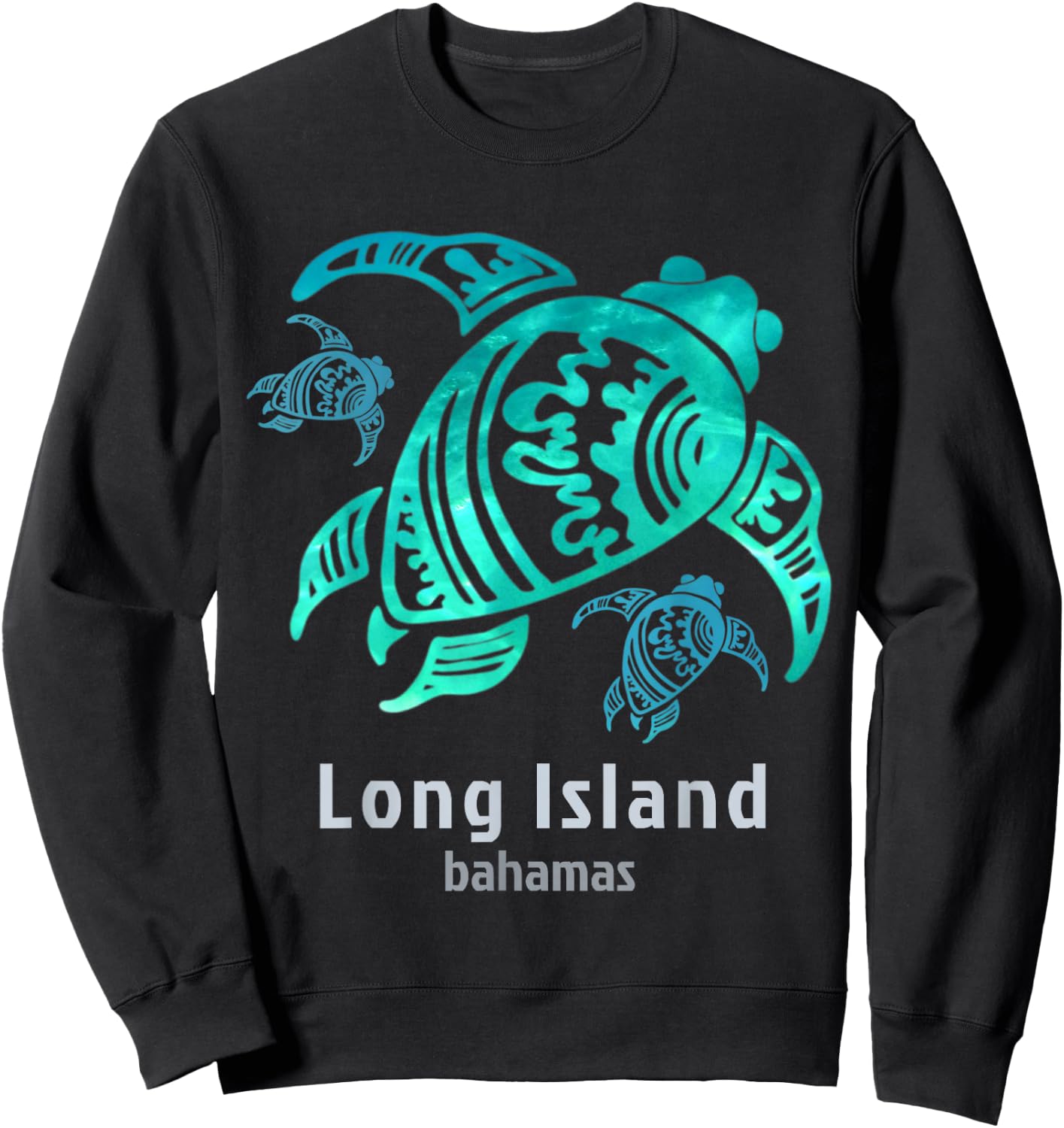 Long Island Bahamas Sea Blue Tribal Turtle Sweatshirt - Sweatshirt | Black