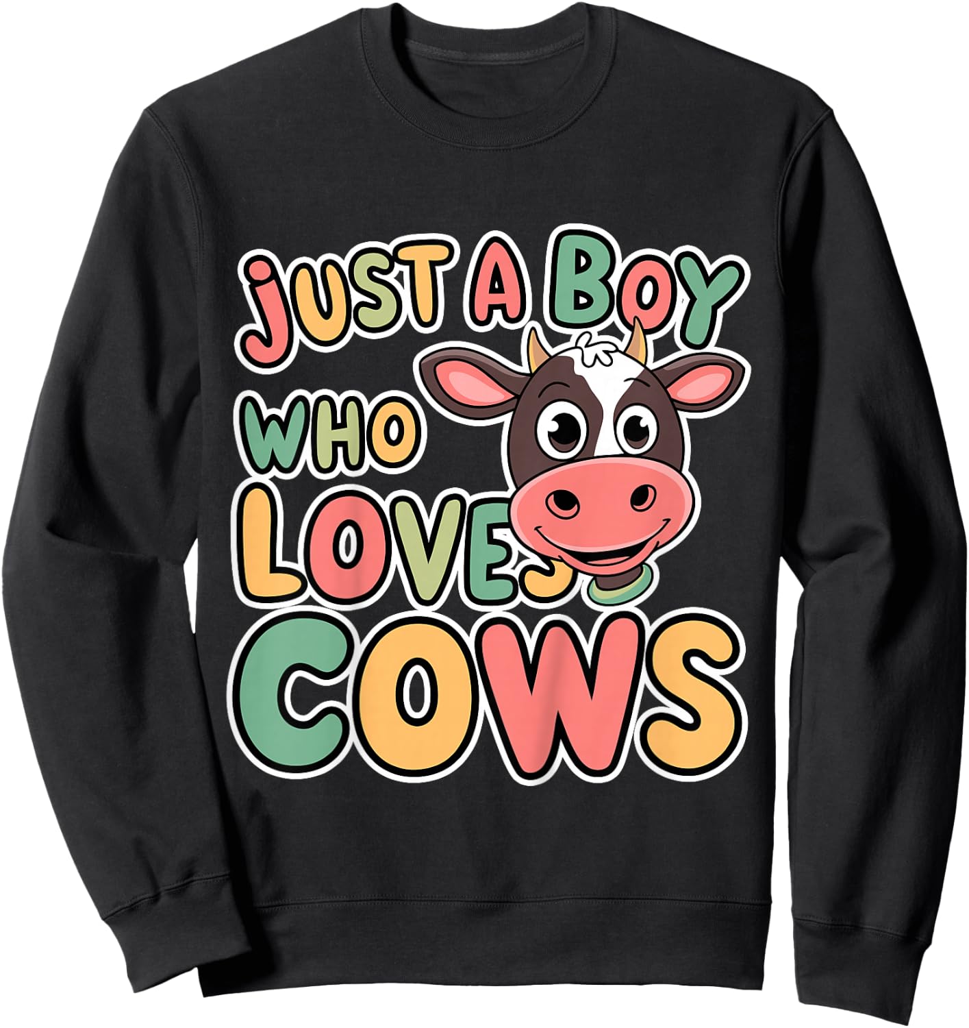 Kids Just A Boy Who Loves Cows Kids Sweatshirt - Sweatshirt | Black