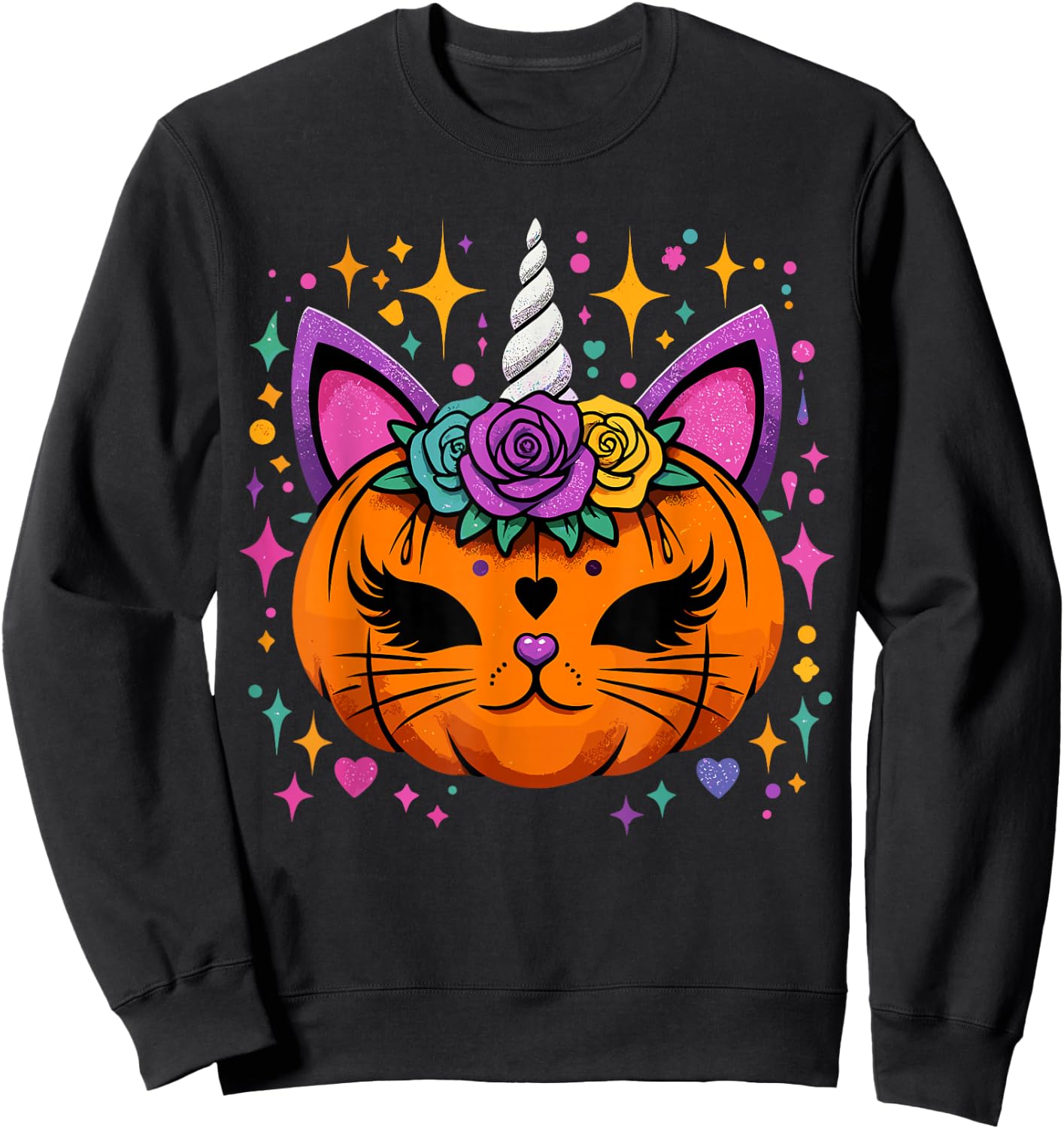 Unicorn Pumpkin Girls Halloween Costume Sweatshirt - Sweatshirt | Black