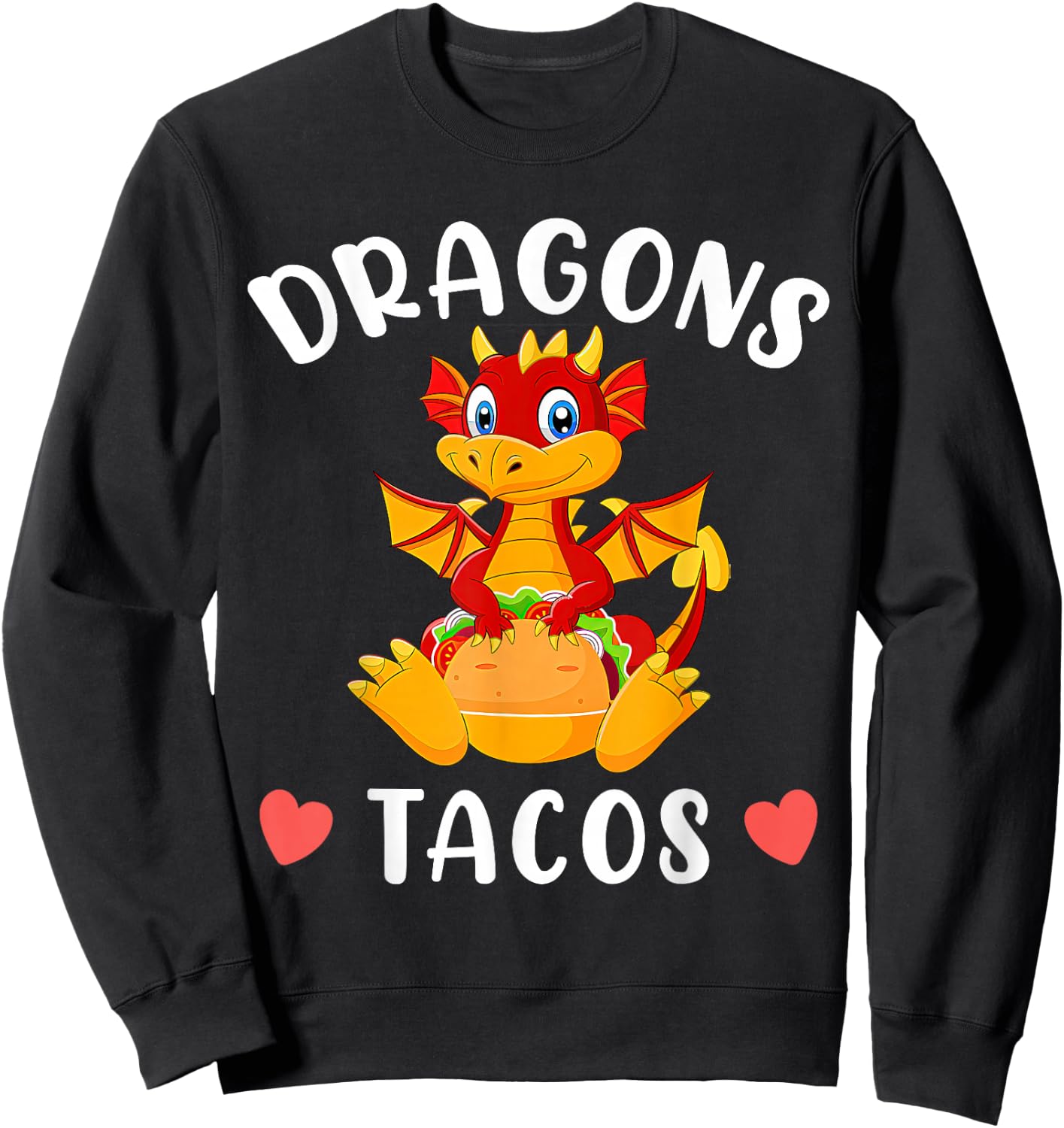 Dragons Love Tacos Shirt for Kids Girls Boys Sweatshirt - Sweatshirt | Black