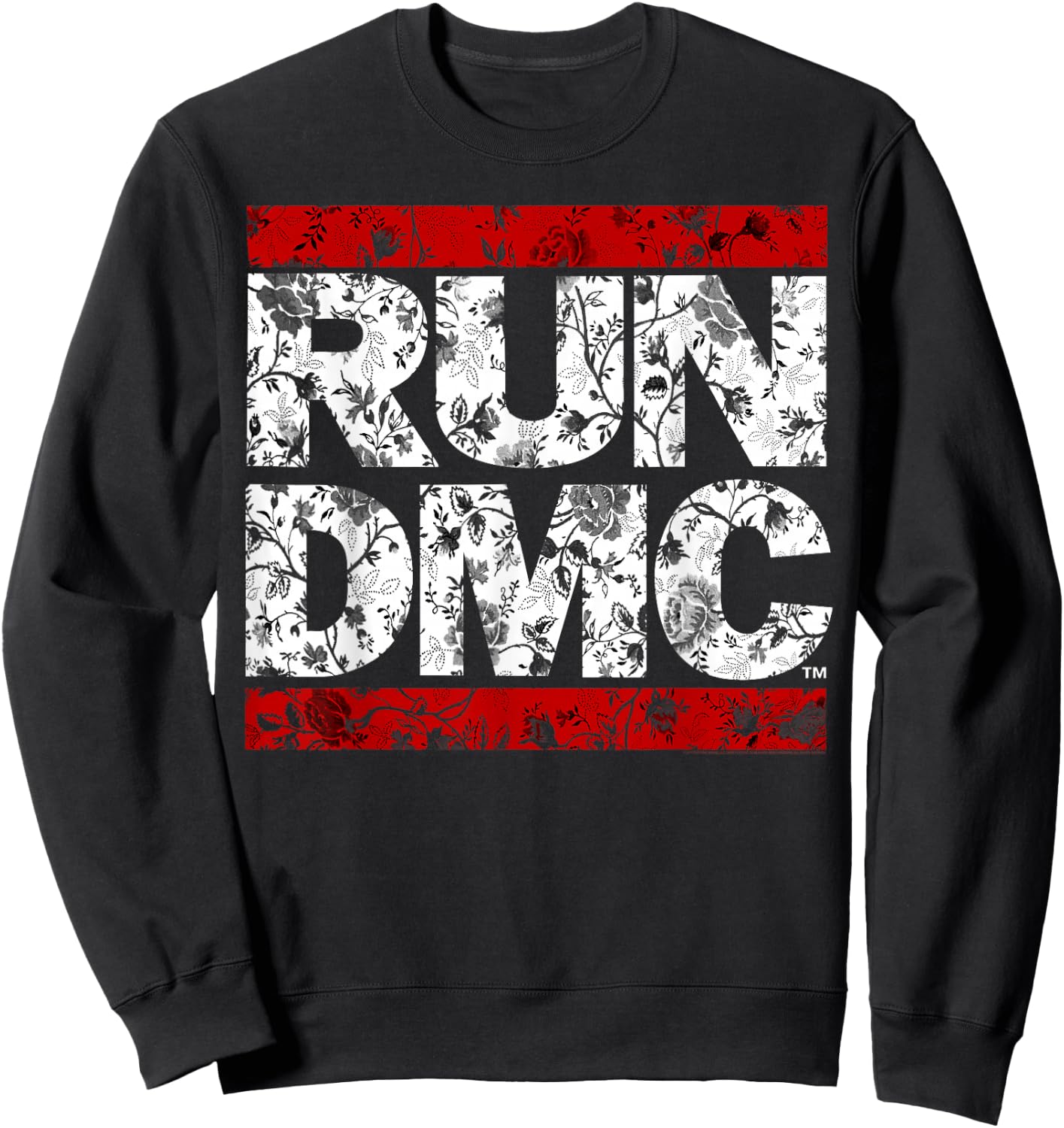 Run DMC Official Floral Red Logo , black Sweatshirt - Sweatshirt | Black