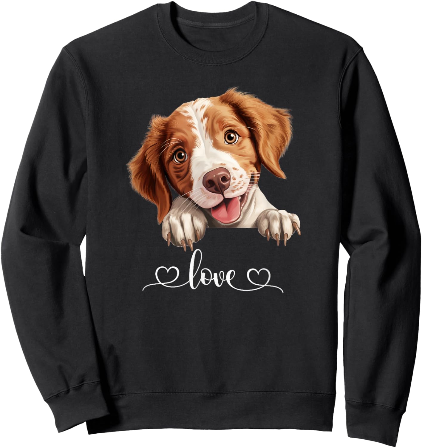 Cute Dog Graphic Love Puppy Brittany Dog Women Sweatshirt - Sweatshirt | Black