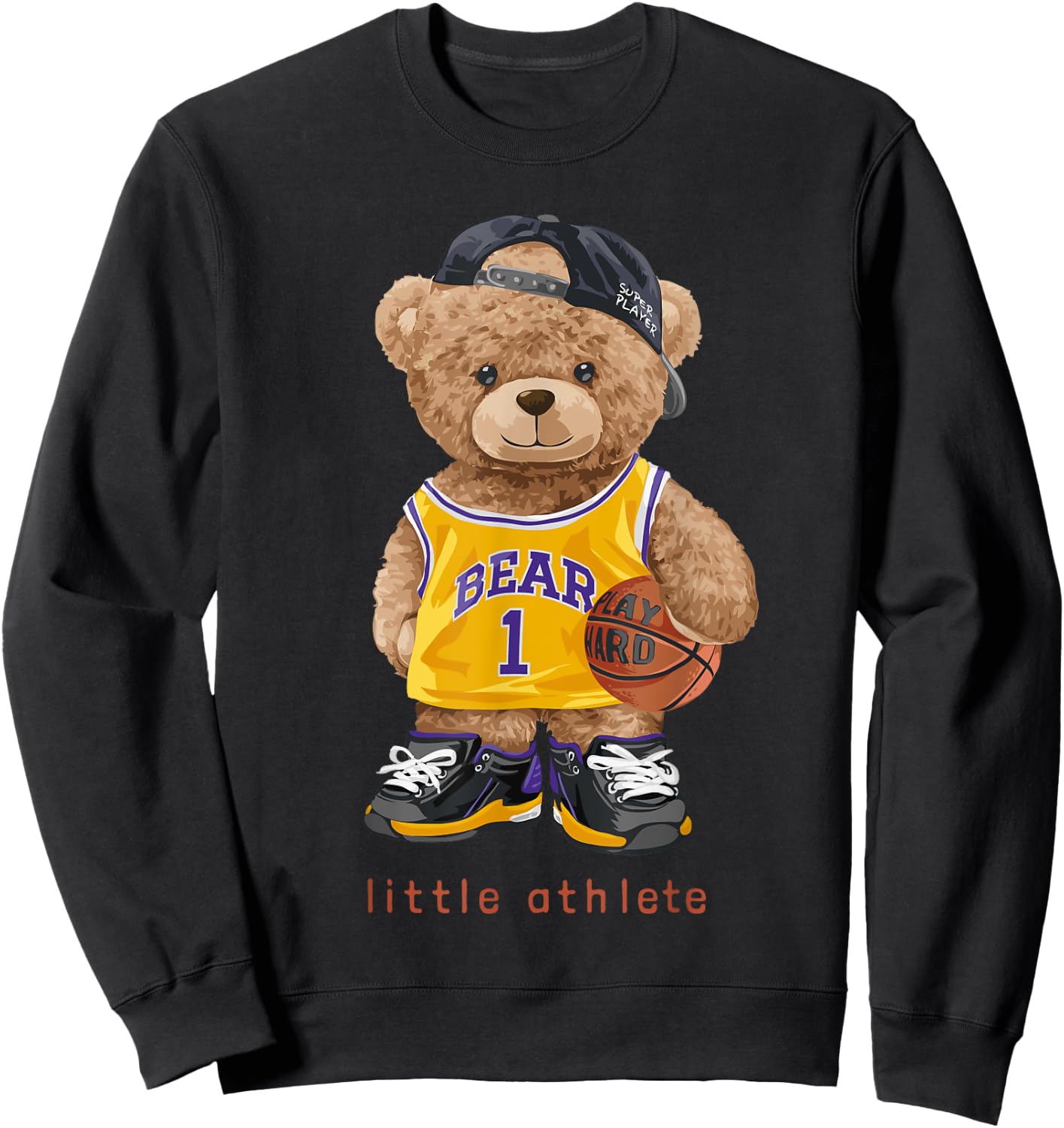 Adorable Teddy Bear Basketball Player Sweatshirt - Sweatshirt | Black