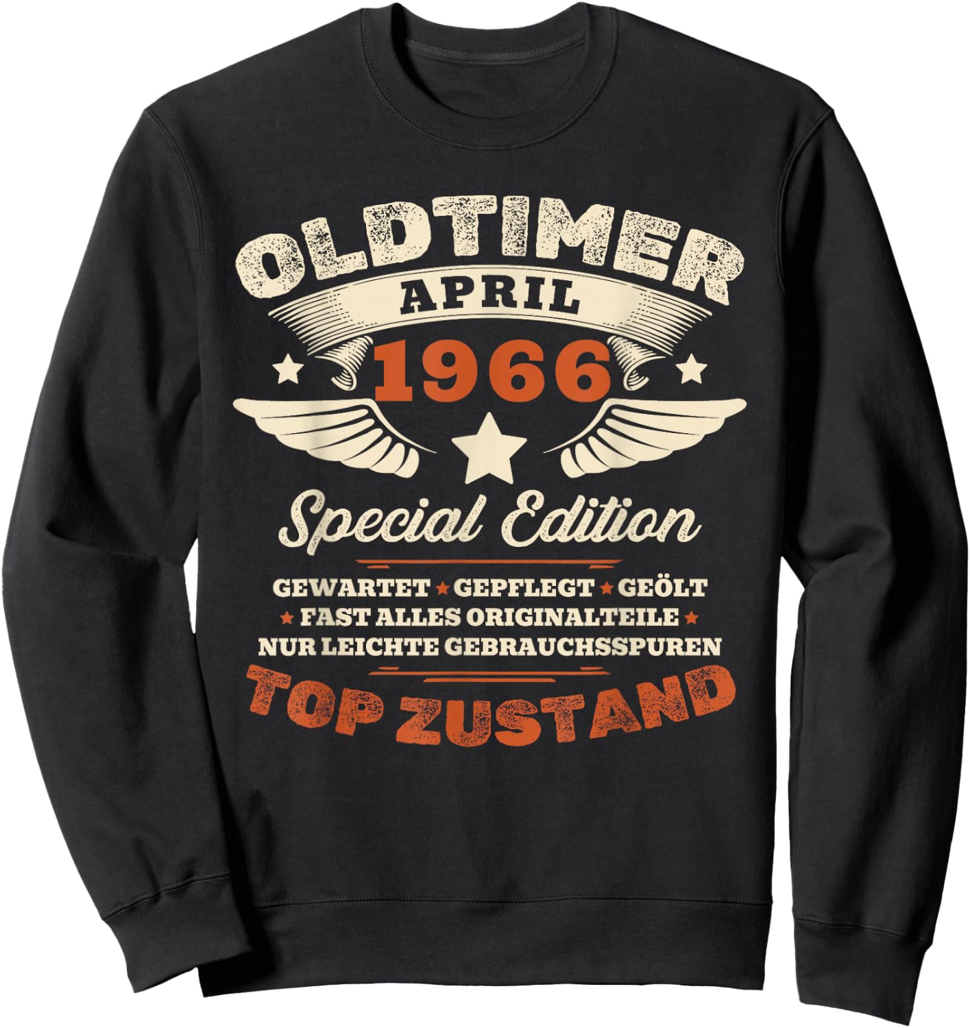 60. Geburtstag Geschenk Mann Oldtimer April 1966 60 Jahre Sweatshirt - Sweatshirt | Black