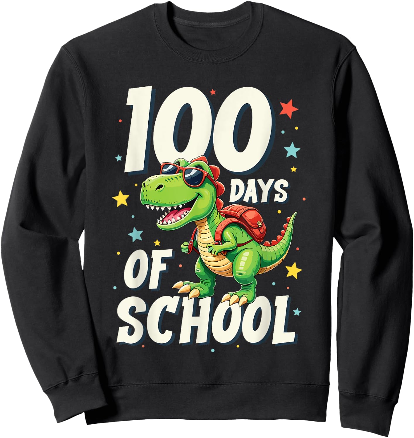 Trex Dino Kids Toddler Boys 100 Days Of School Dinosaur Sweatshirt - Sweatshirt | Black