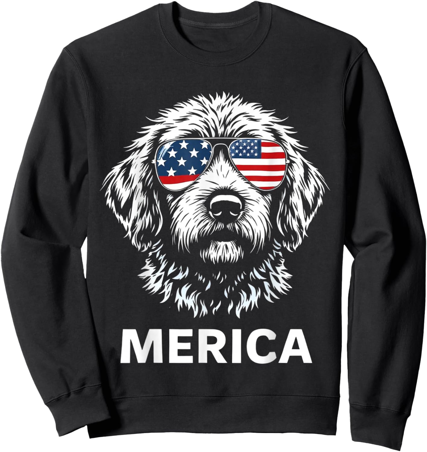 American Flag Merica Goldendoodle dog 4th Of July kids women Sweatshirt - Sweatshirt | Black