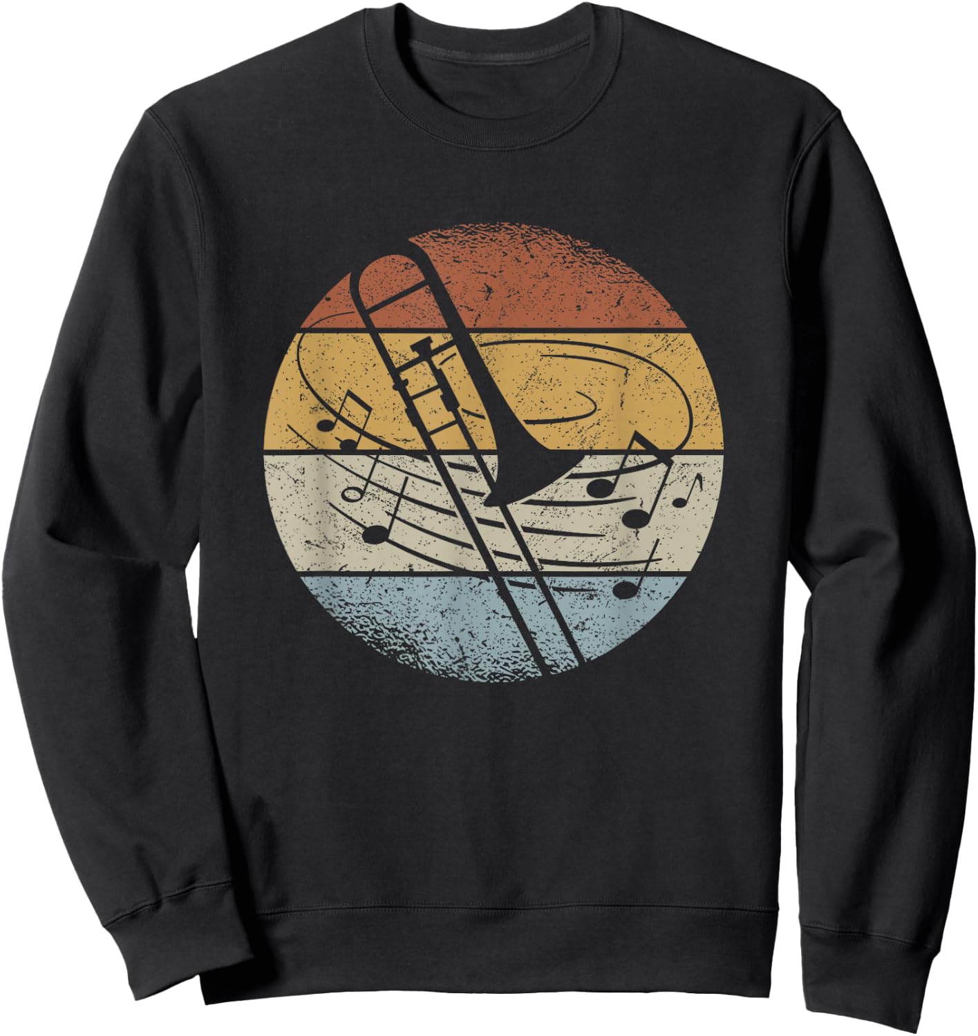 Trombone Orchestra Musician Notes Retro Trombone , black, s Sweatshirt - Sweatshirt | Black