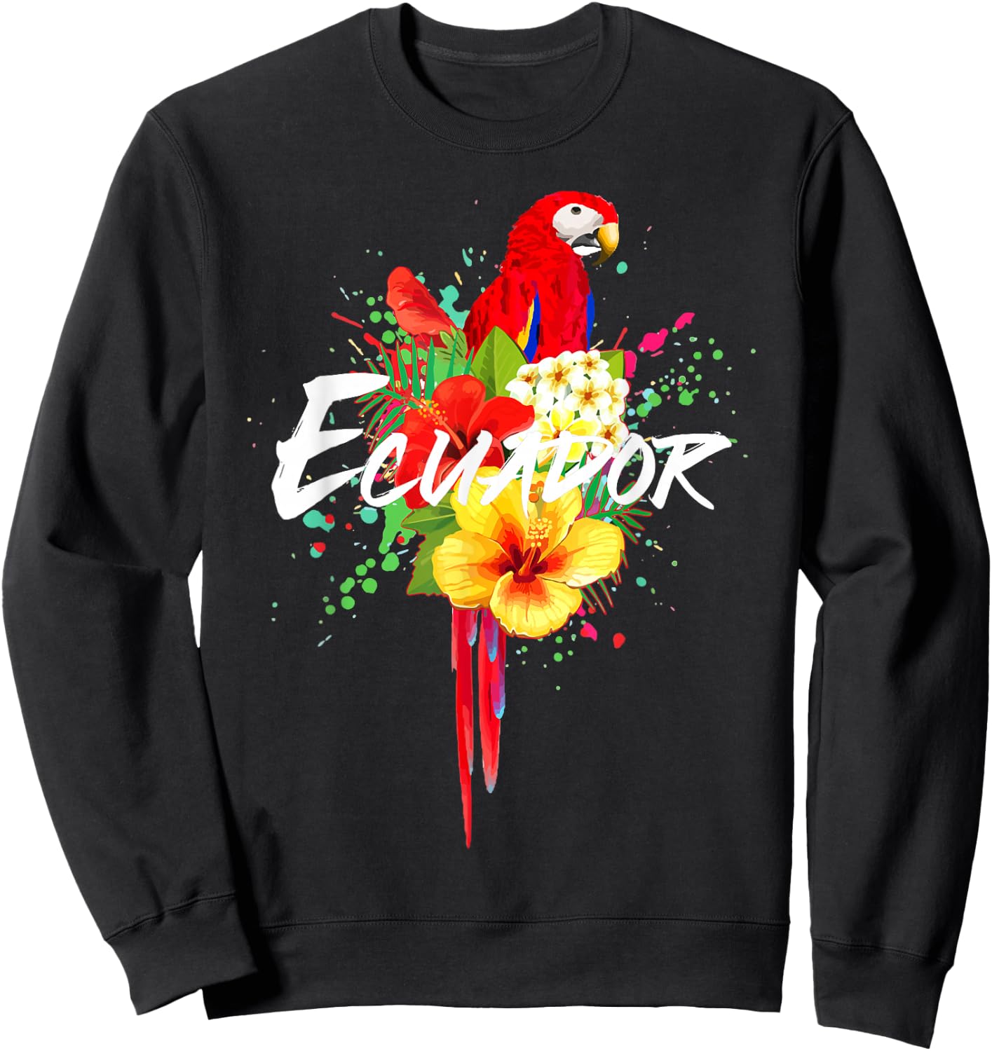 Ecuador Parrot Tropical Ecuadorian Souvenir Vintage Sweatshirt - Sweatshirt | Black
