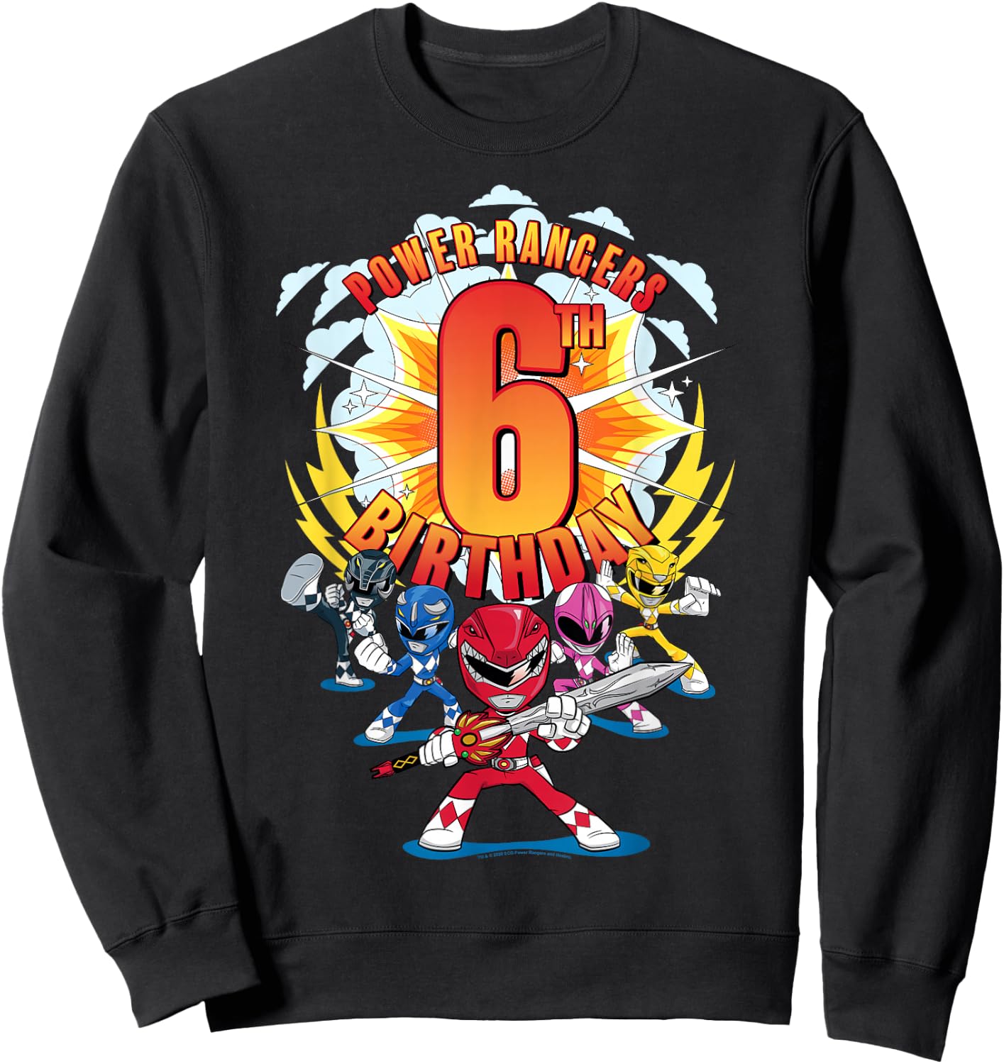 Power Rangers Awesome 6th Birthday Mini Action Shot Sweatshirt - Sweatshirt | Black