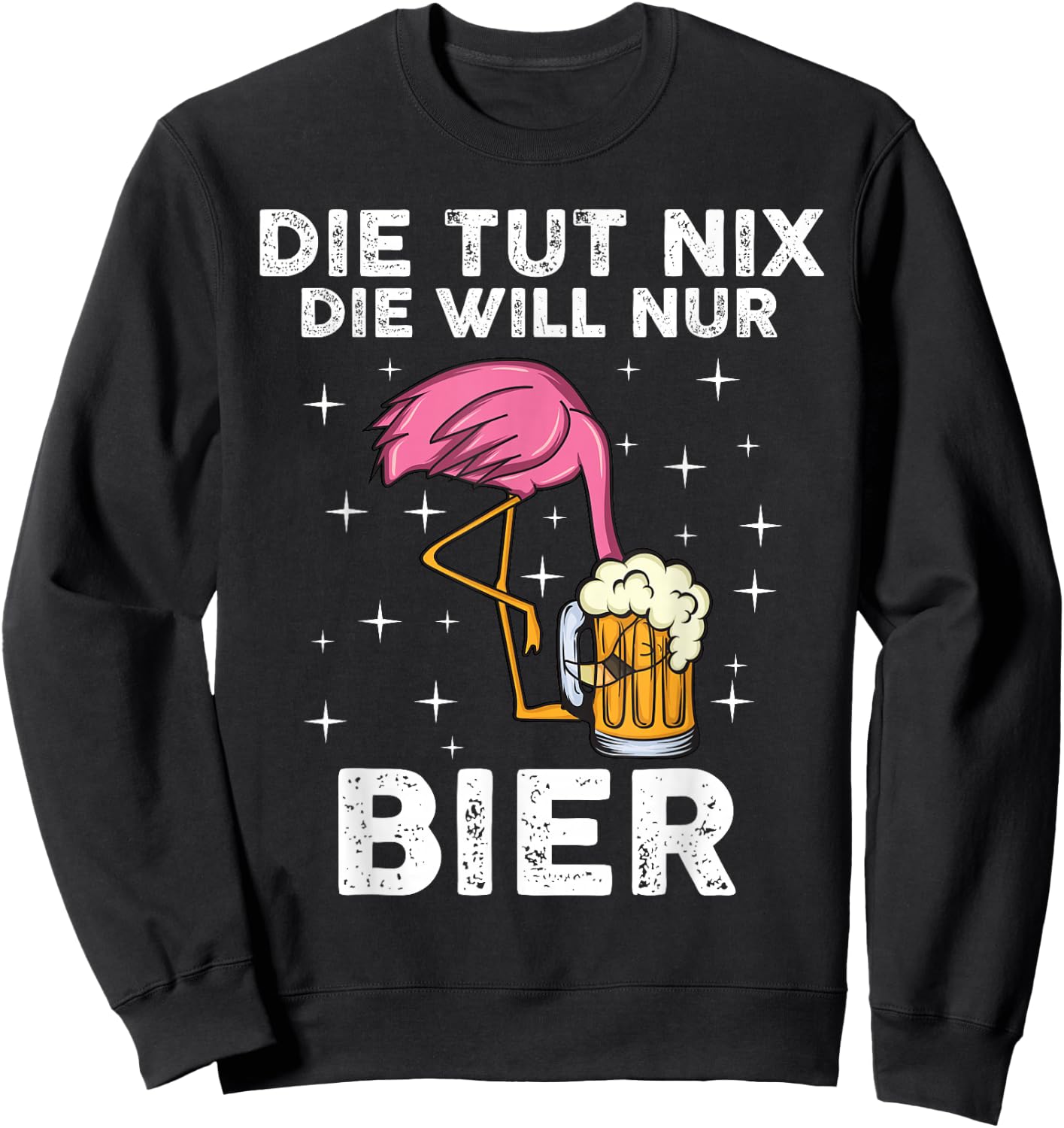 Die tut nix die will nur Bier | Flamingo Sweatshirt - Sweatshirt | Black