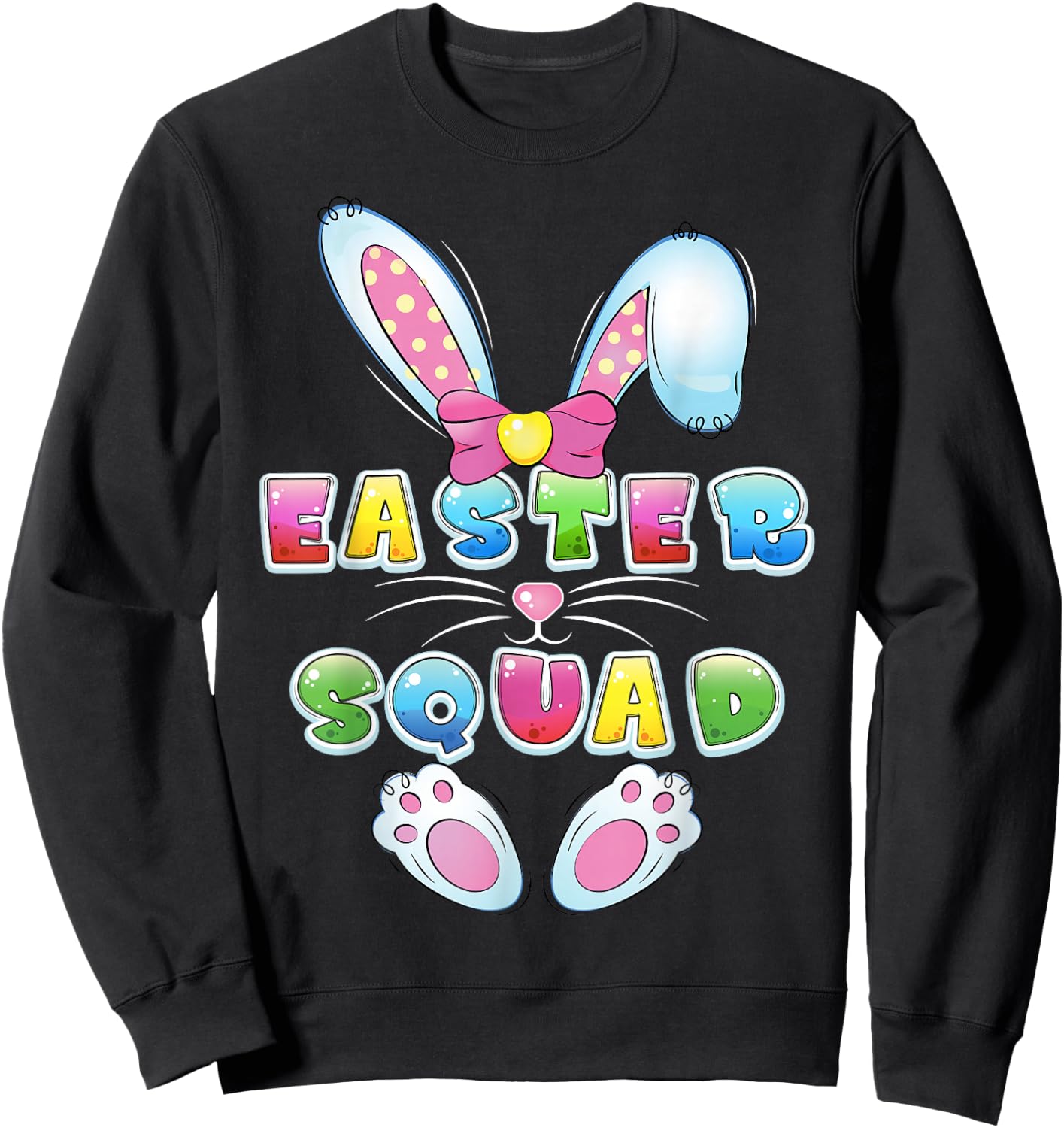 Easter Squad Family Matching Easter Day Bunny Egg Hunt Group Sweatshirt - Sweatshirt | Black
