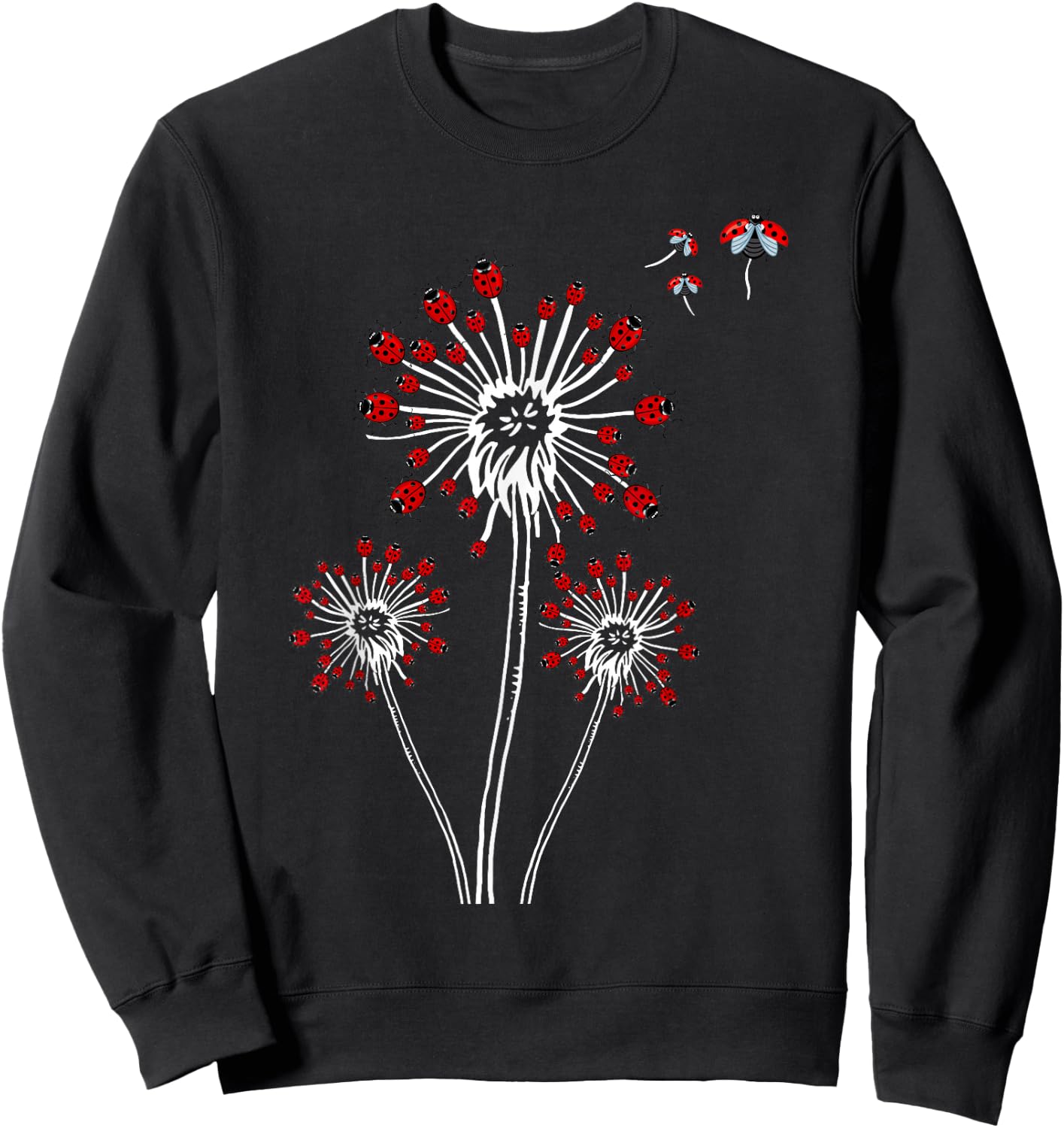 Flower Dandelion Ladybugs for Ladybug Lover | Ladybug Sweatshirt - Sweatshirt | Black